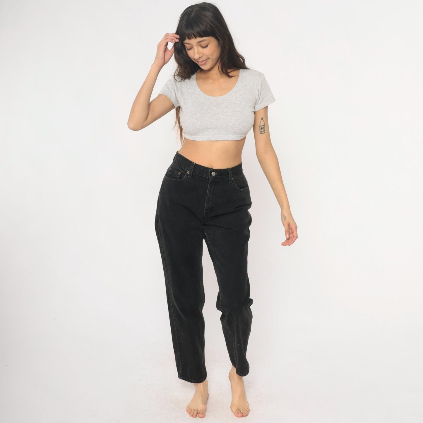 Levi's 550 Black High-Waisted Straight Leg Jeans Y2K Denim Medium