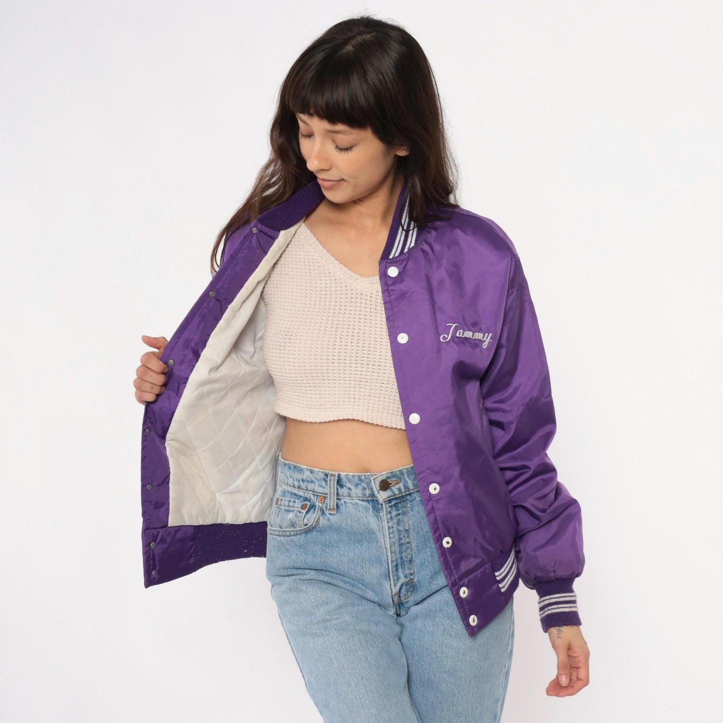 90s Westwind Purple Varsity Jacket Tottenville Track Embroidered Small