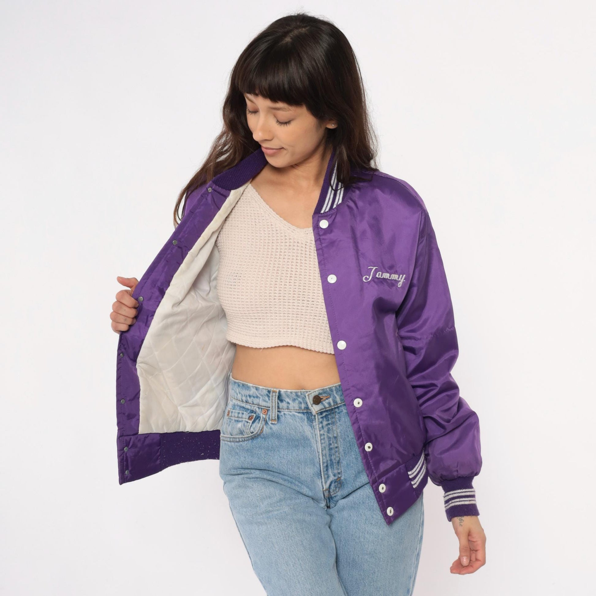 90s Westwind Purple Varsity Jacket Tottenville Track Embroidered Small