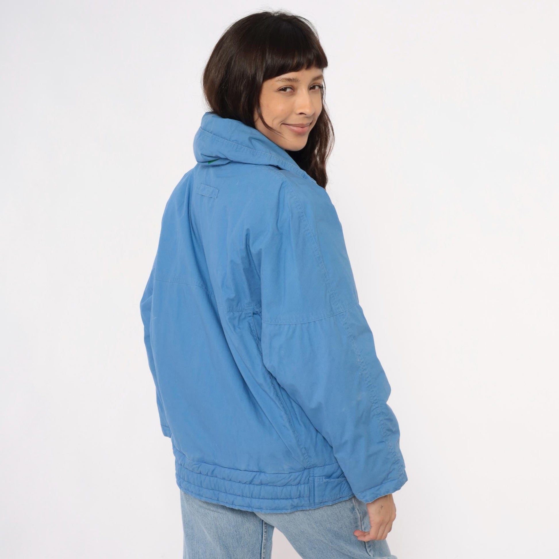80s London Fog Periwinkle Puffer Jacket Down-Filled Raglan Small