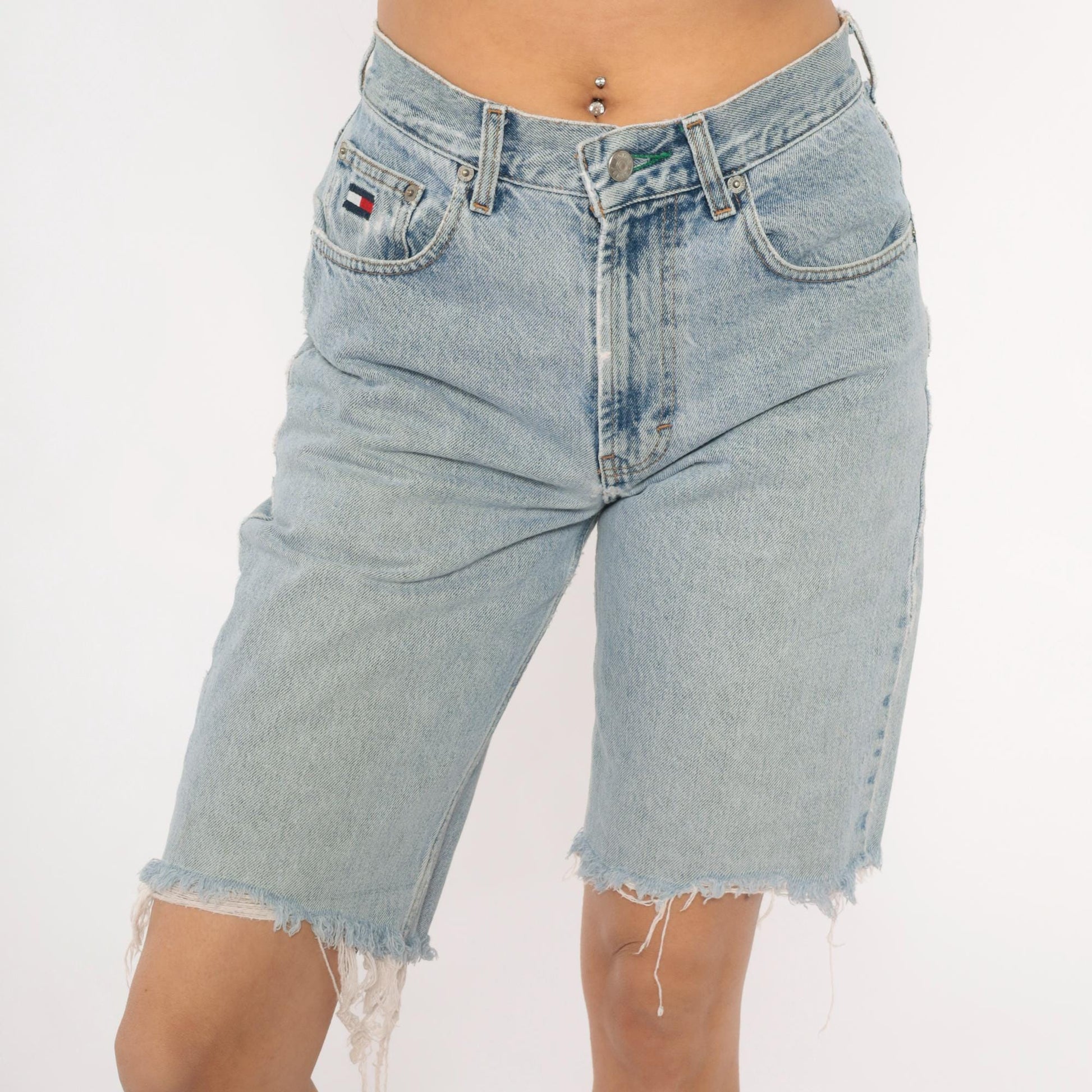 90s Tommy Hilfiger Light Wash Denim Bermuda Shorts High Rise Small S