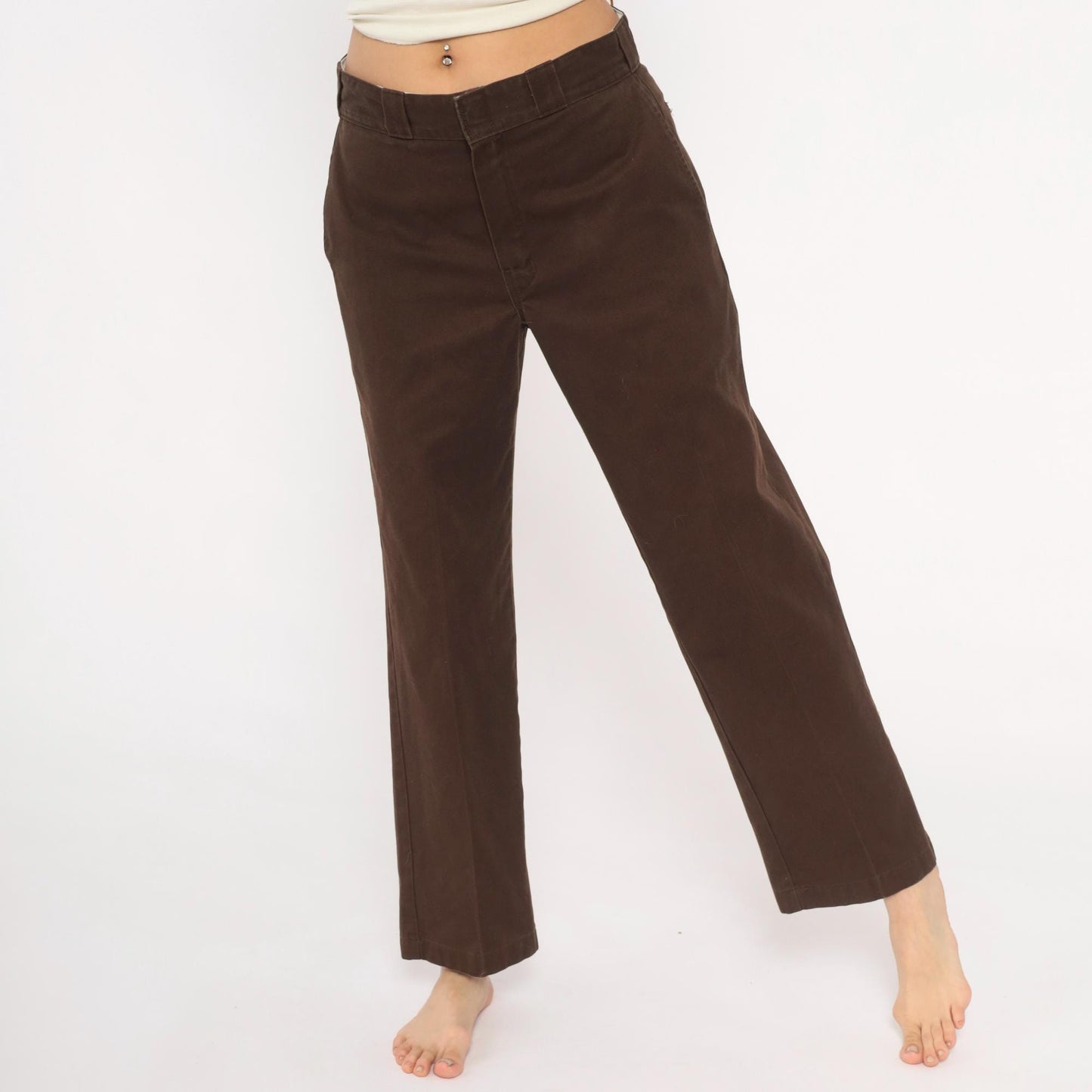 Y2K Dickies 874 Work Pants Brown Straight Leg Chino Trousers Medium 32