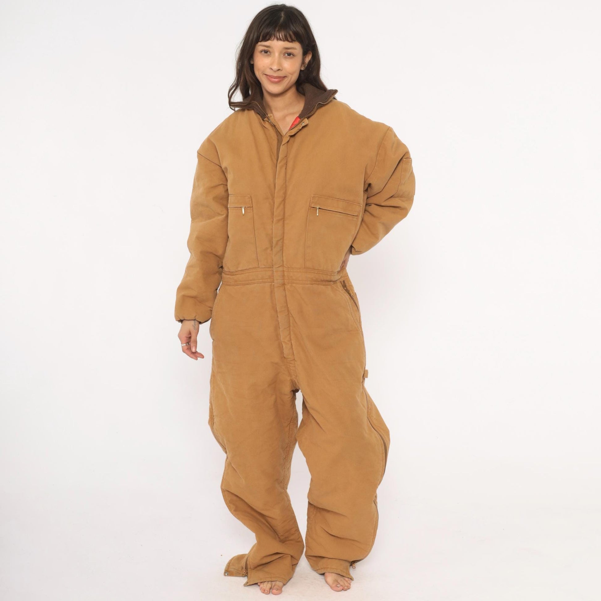 90s Wear Guard Duck Canvas Coveralls Tan Quilted Lined Workwear Extra Large XL