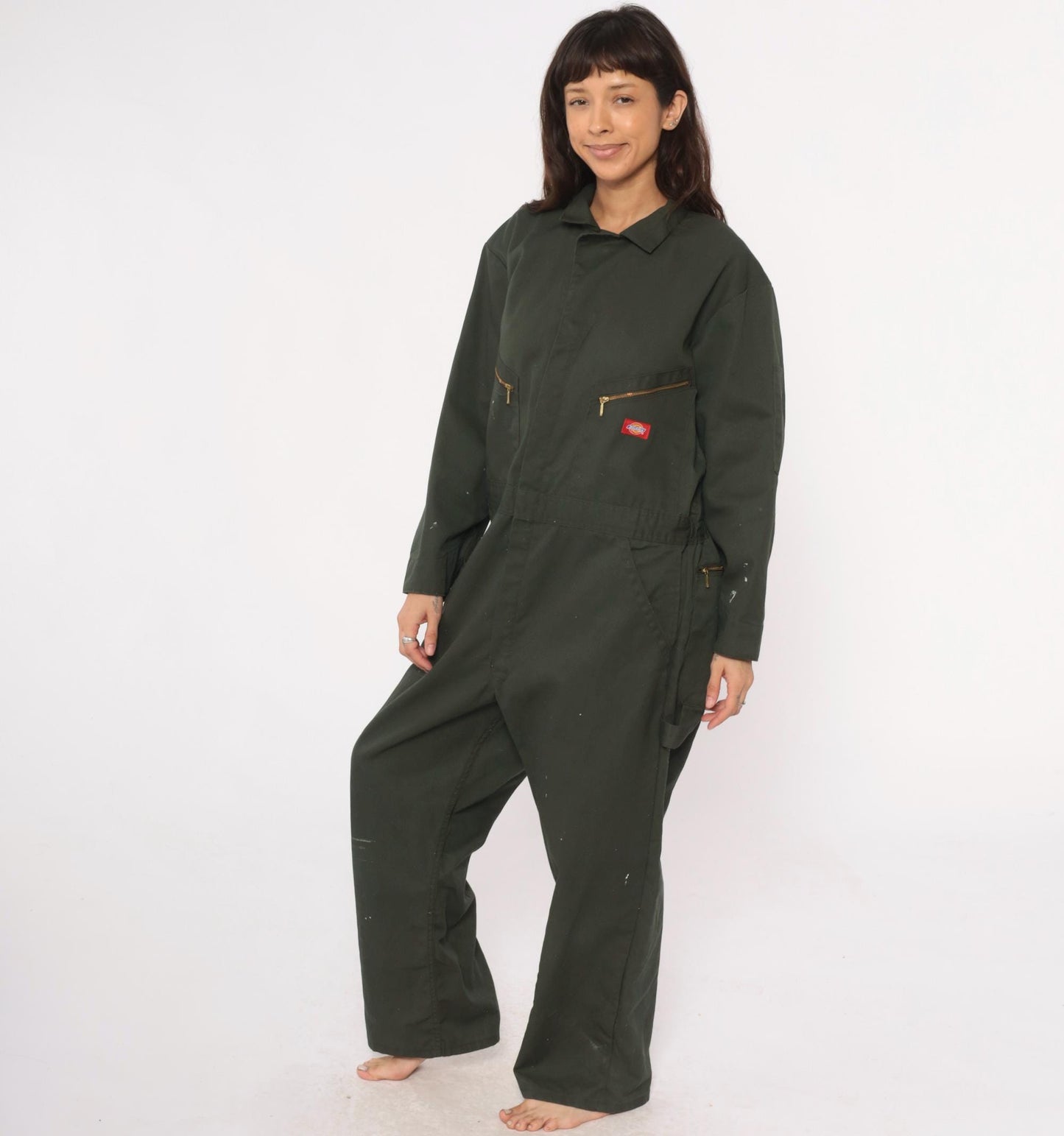 Dickies Forest Green Coveralls Zip Pocket Utility Jumpsuit Extra Large XL