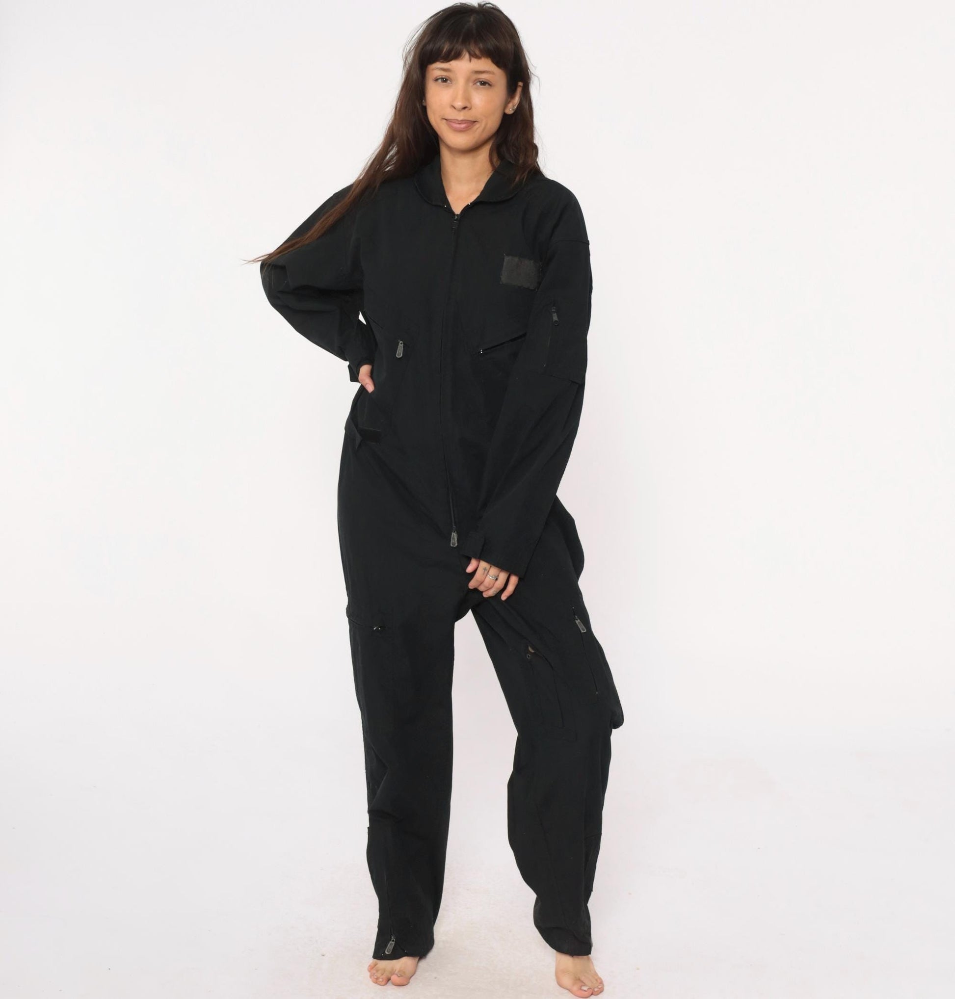 Y2K Black Roth Co Coveralls Zip Front Utilitarian Jumpsuit Medium M