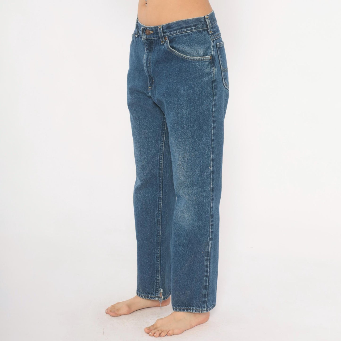 90s Lee Mom Jeans Stonewash Blue Denim Straight Leg Mid Rise Medium 33