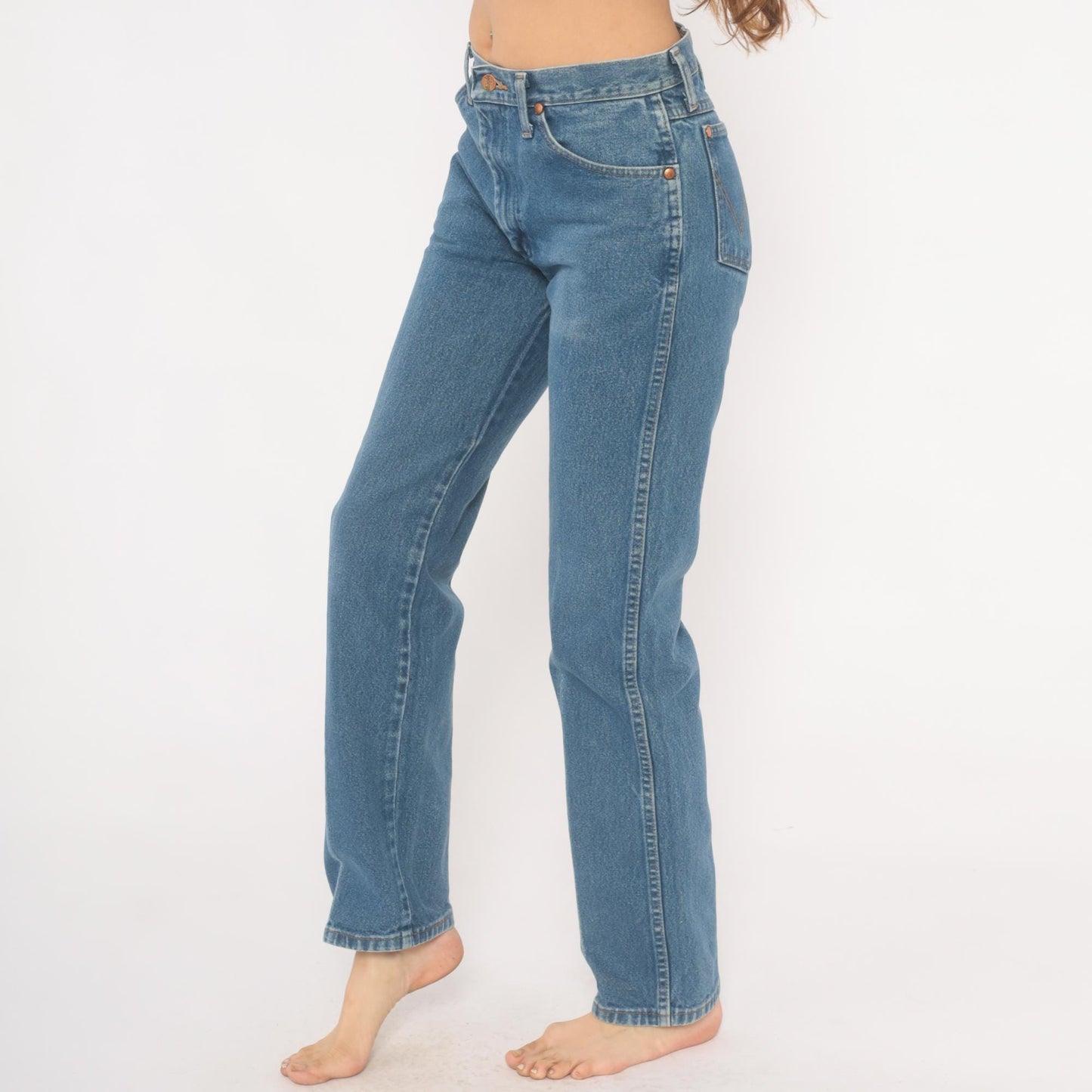 Wrangler Straight Leg Jeans 2000s Medium Wash High Waisted Denim Blue 30x34