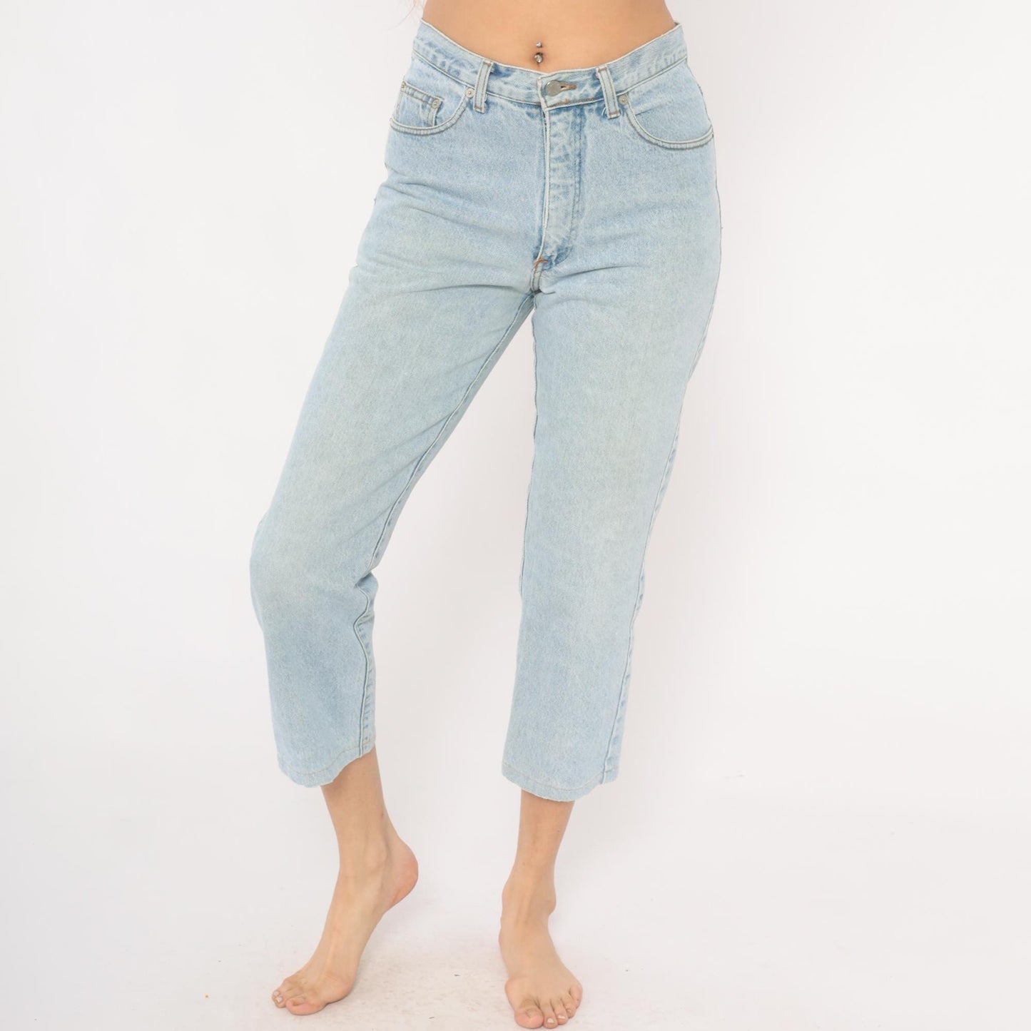 90s Guess Jeans Light Wash High Waisted Straight Leg Crop Denim W30 L30