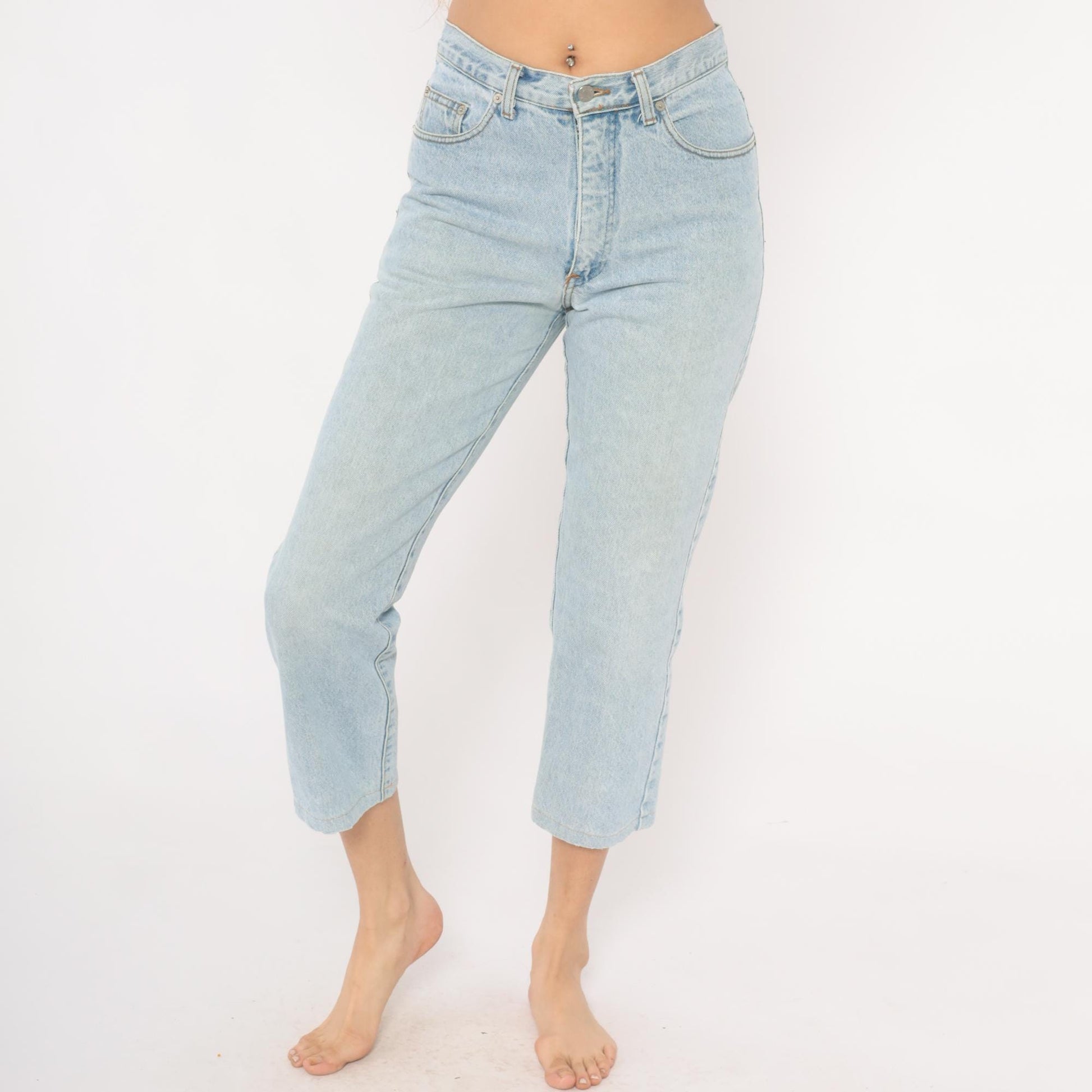 90s Guess Jeans Light Wash High Waisted Straight Leg Crop Denim W30 L30