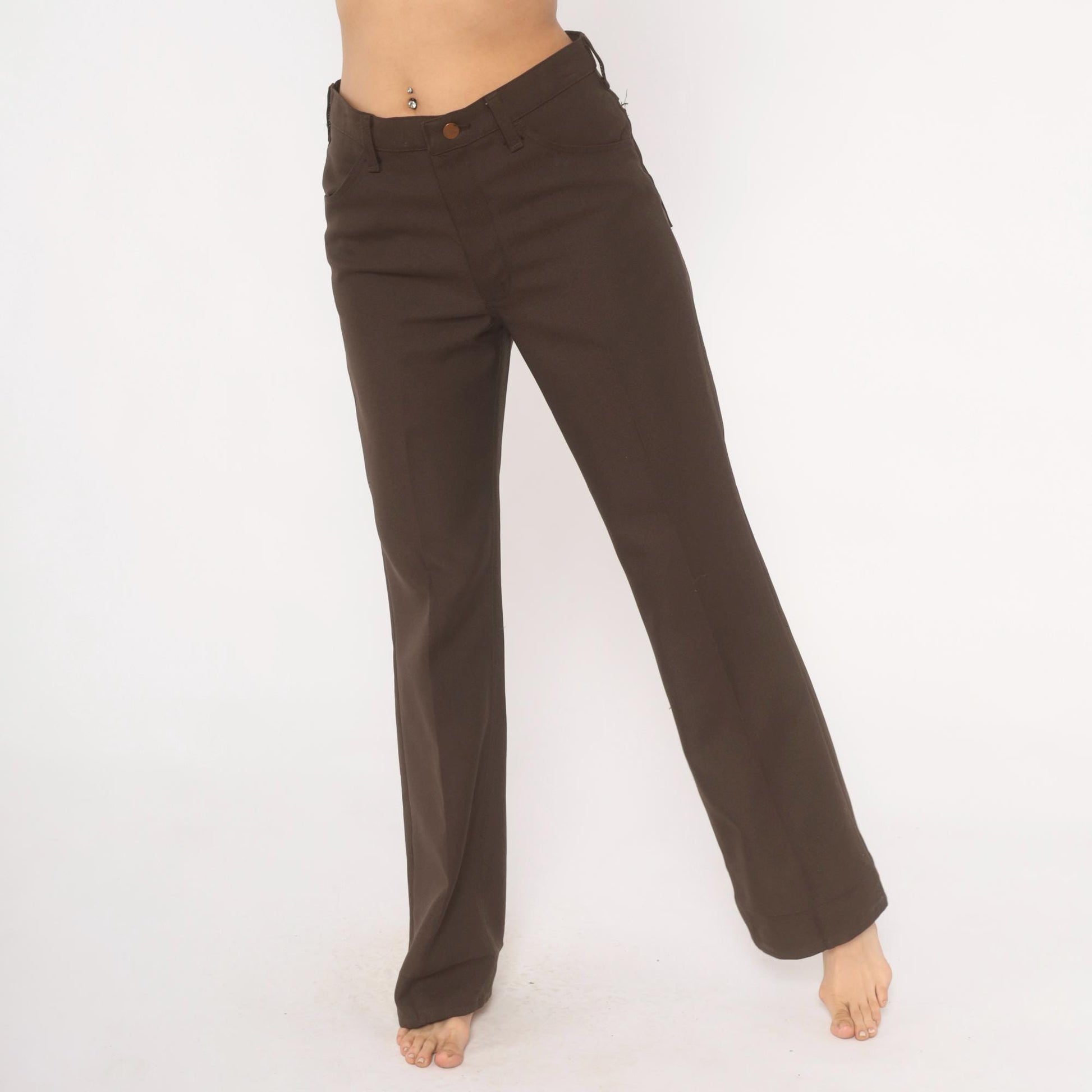 70s Wrangler Brown Straight Leg Trousers High Waist Western Five Pocket 32x32