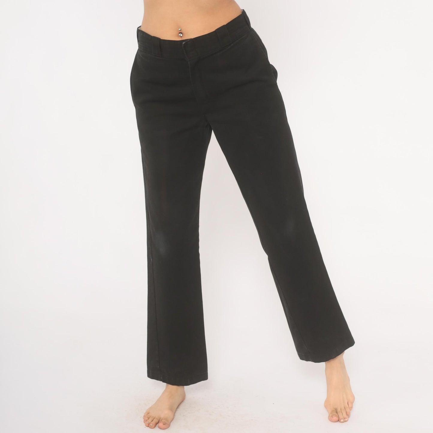 2000s Dickies Black Straight Leg Work Pants Low Rise Cotton Small S