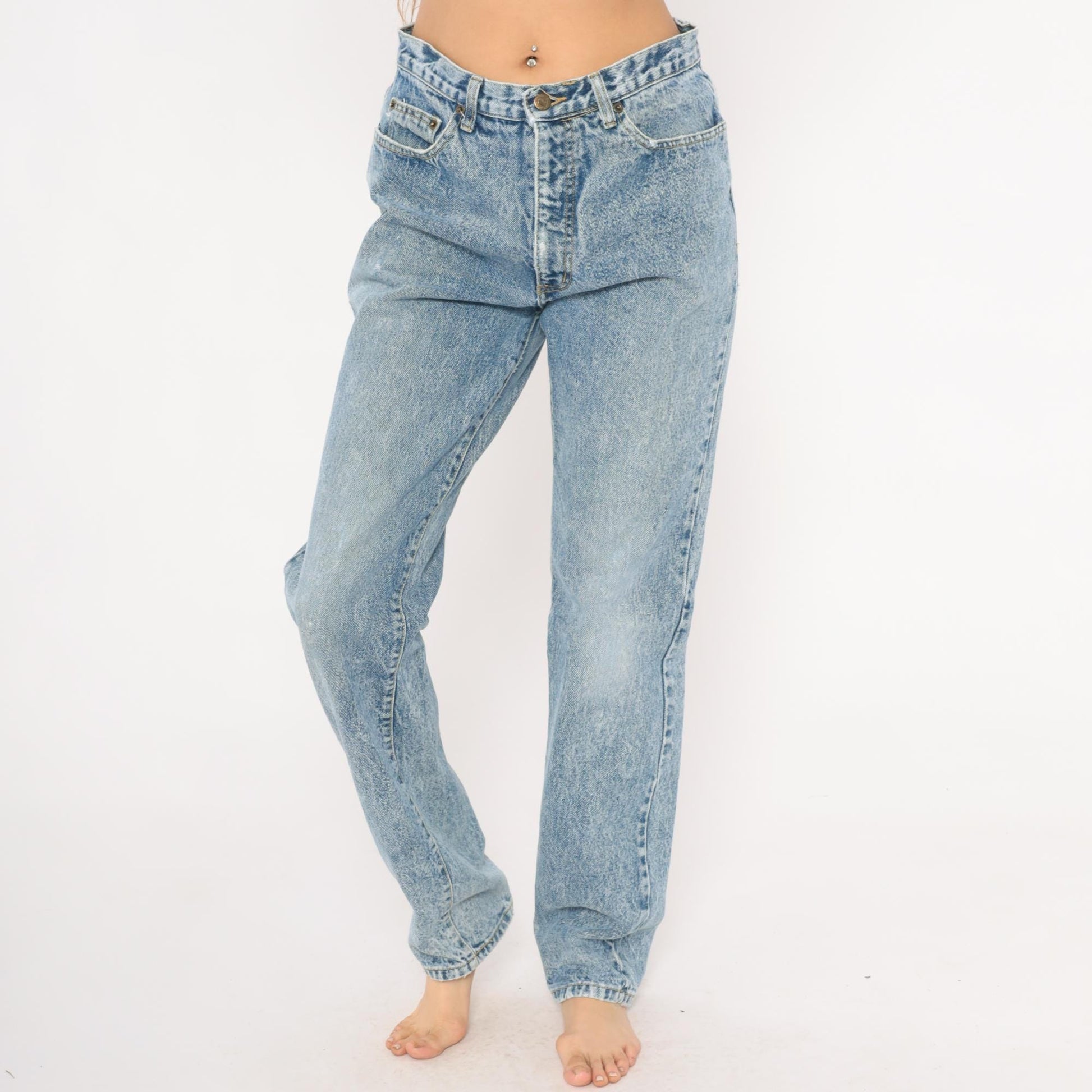 90s Georges Marciano Guess Acid Wash High Waisted Mom Jeans Blue 34
