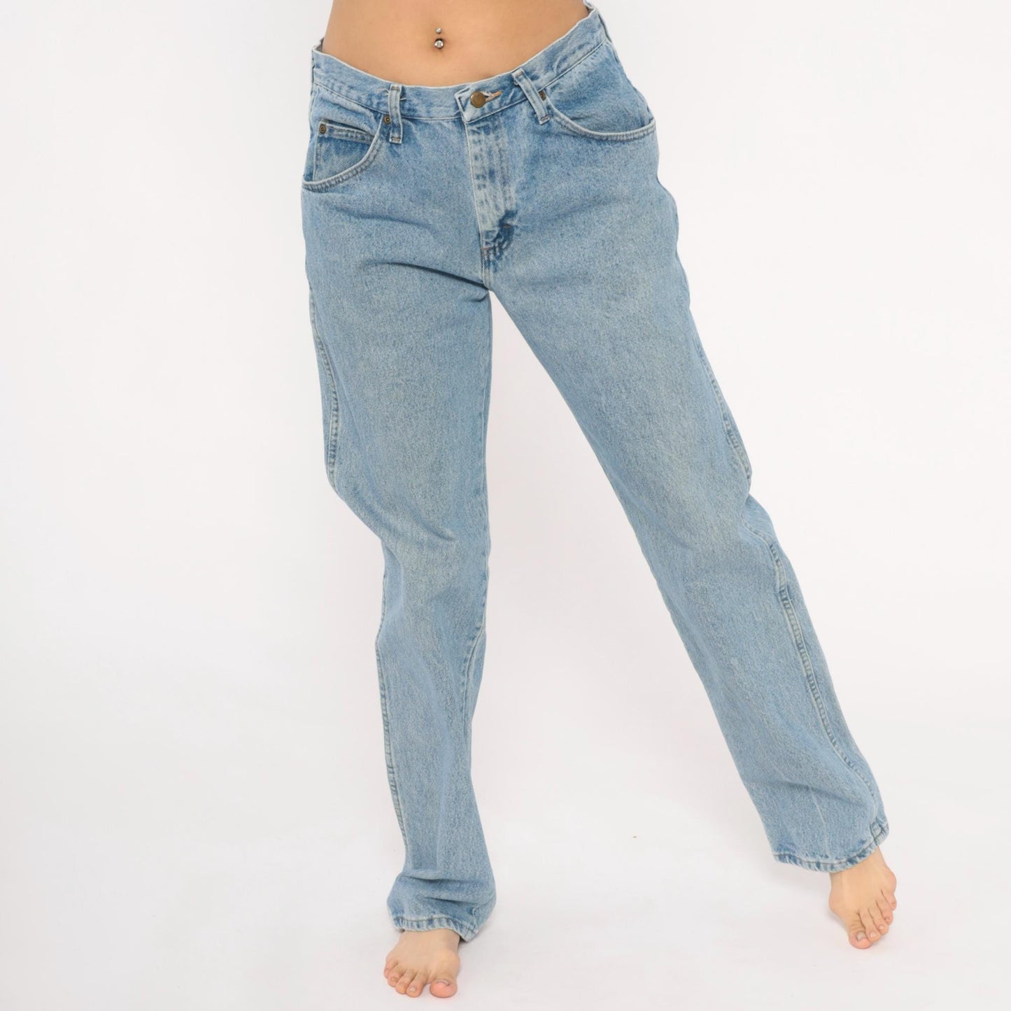2000s Wrangler Straight Leg Jeans Light Wash Mid Rise Blue Denim 33x34