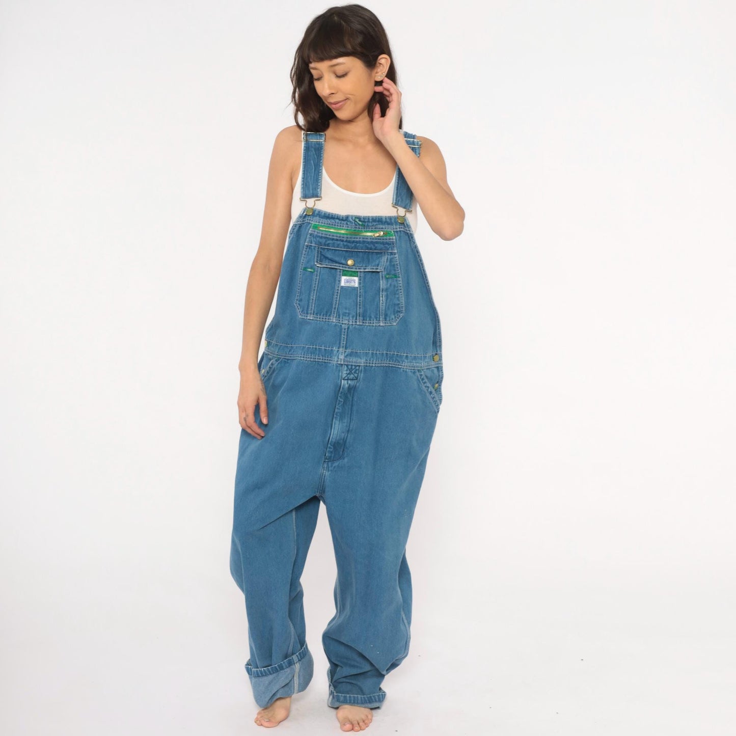 Y2K Liberty Denim Overalls Blue Bib Carpenter Workwear 44 x 30