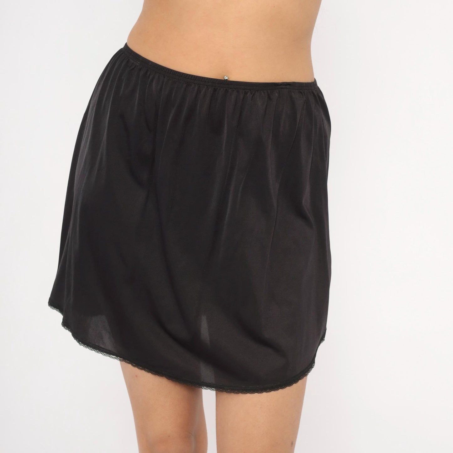 80s Vanity Fair Black Half Slip Lace Trim Mini Lingerie Large L