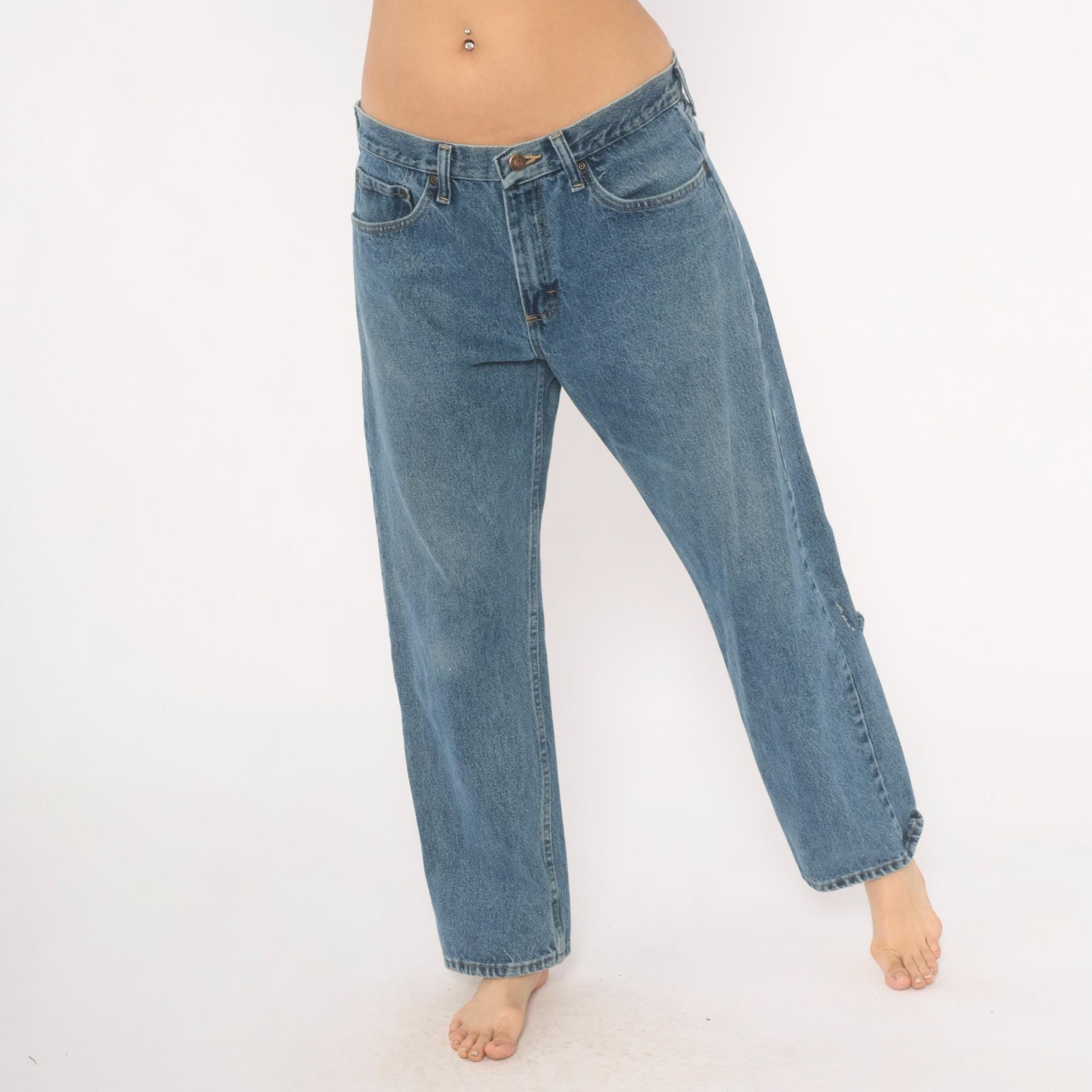 Wrangler Straight Leg Jeans 2000s Medium Wash Distressed Denim 33x30