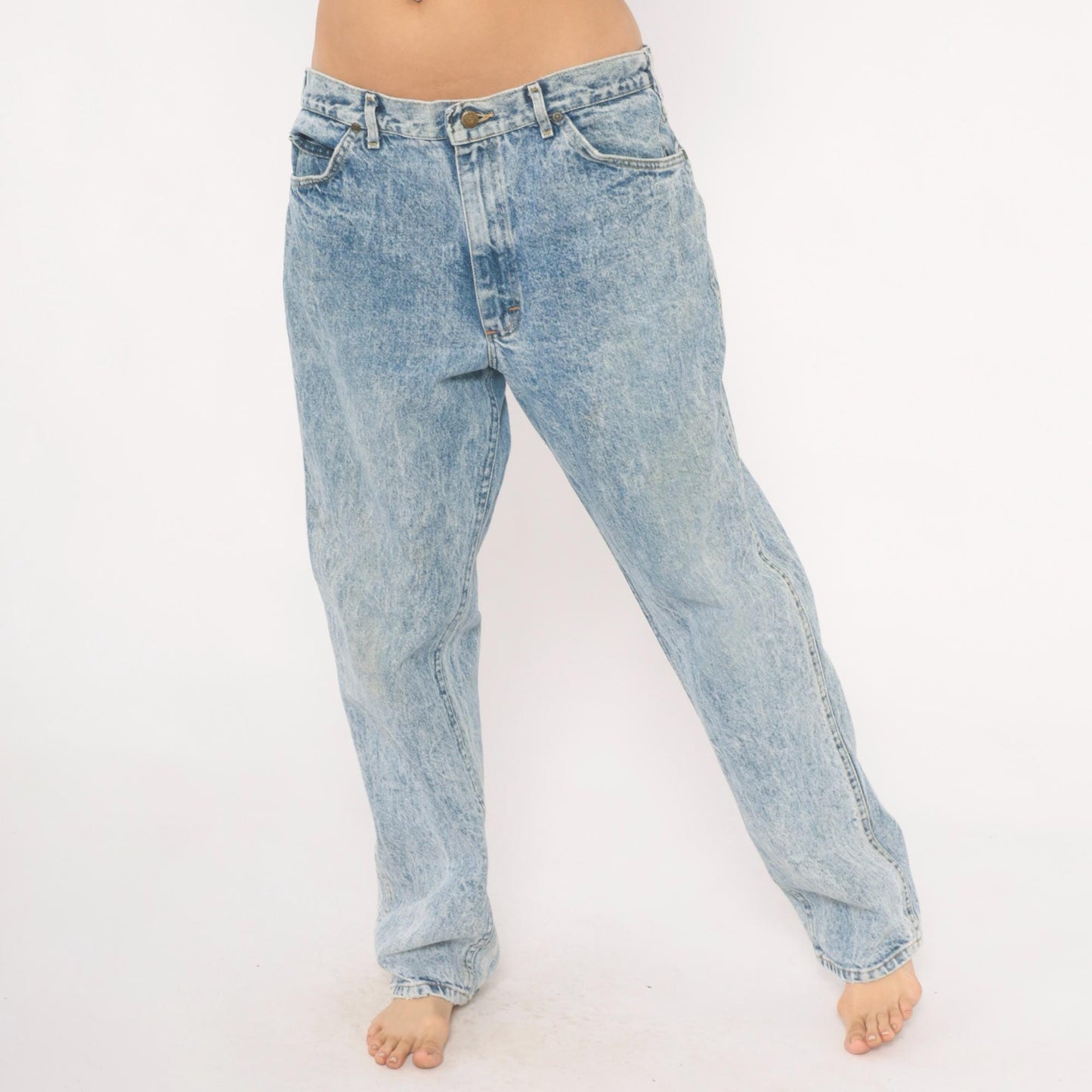 90s Lee Acid Wash Jeans Straight Leg Light Blue Stone Washed 38x32