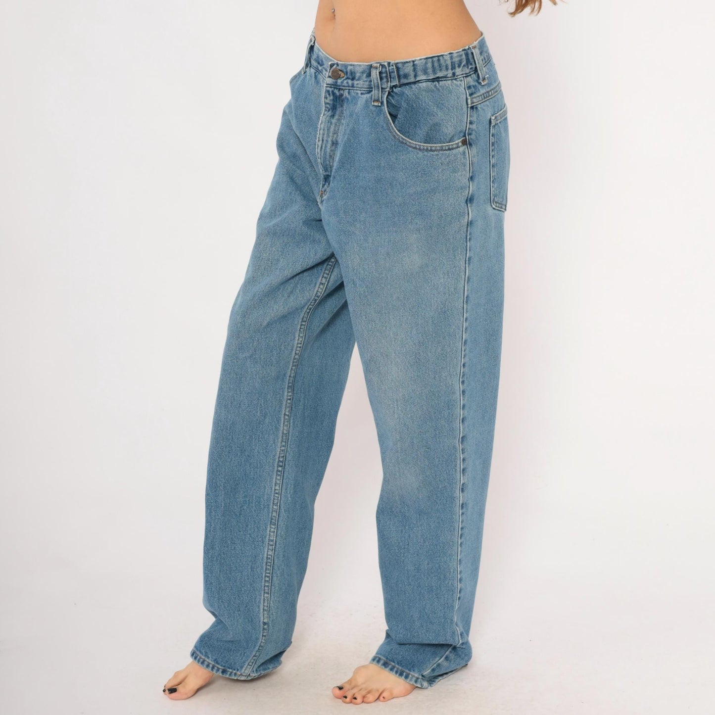 90s L.L. Bean Light Wash Straight Leg Jeans Cotton Mid Rise 34x34