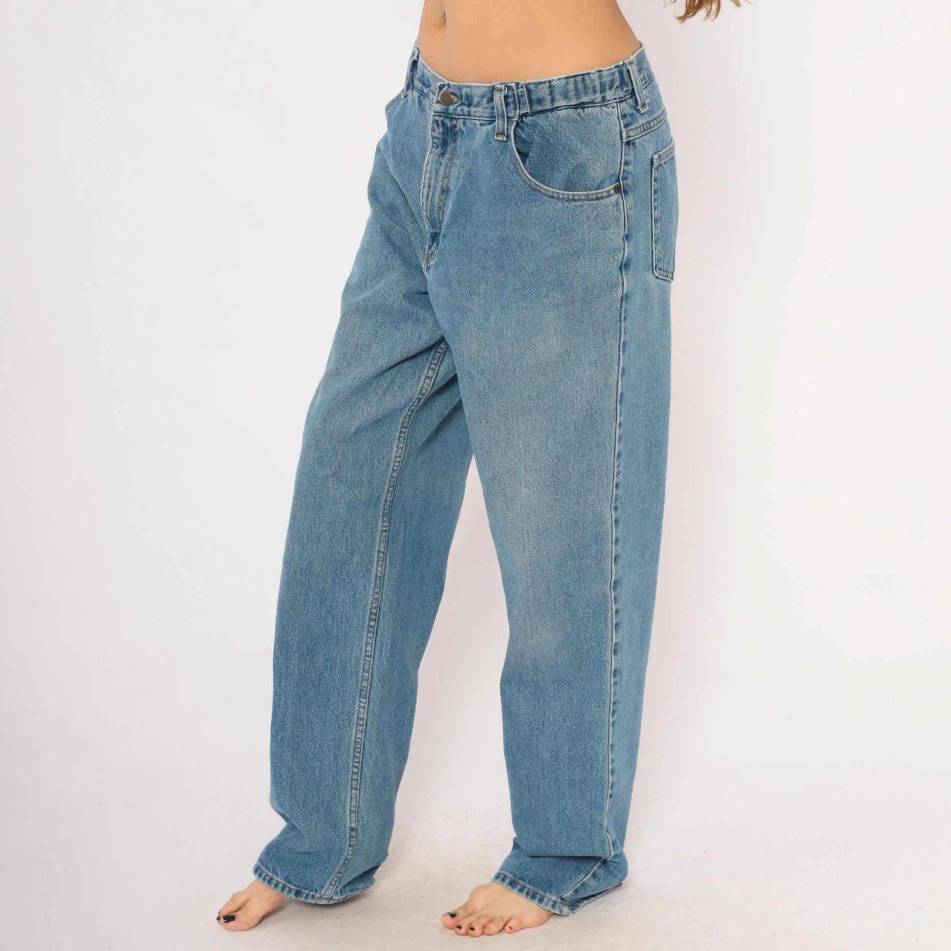 90s L.L. Bean Light Wash Straight Leg Jeans Cotton Mid Rise 34x34