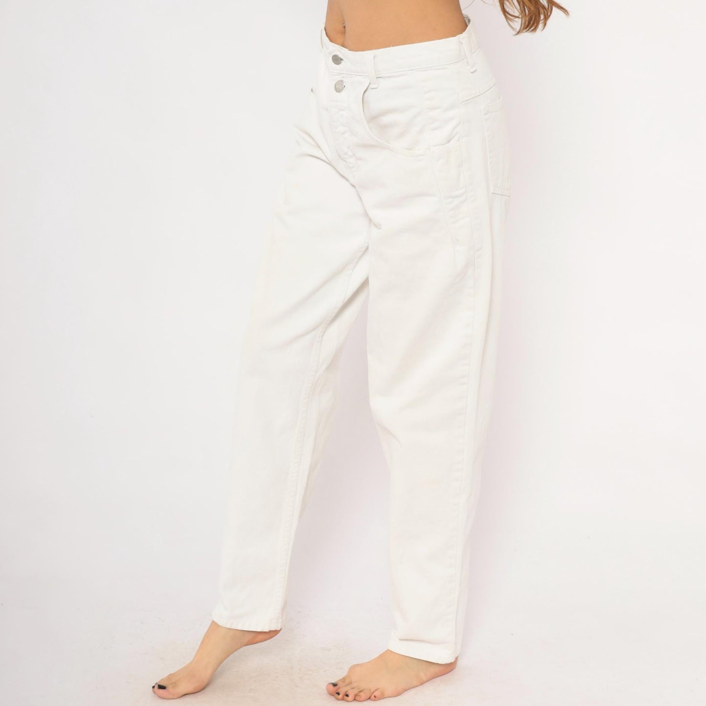 90s Guess High-Waisted Straight Leg Jeans White Denim Womens 30