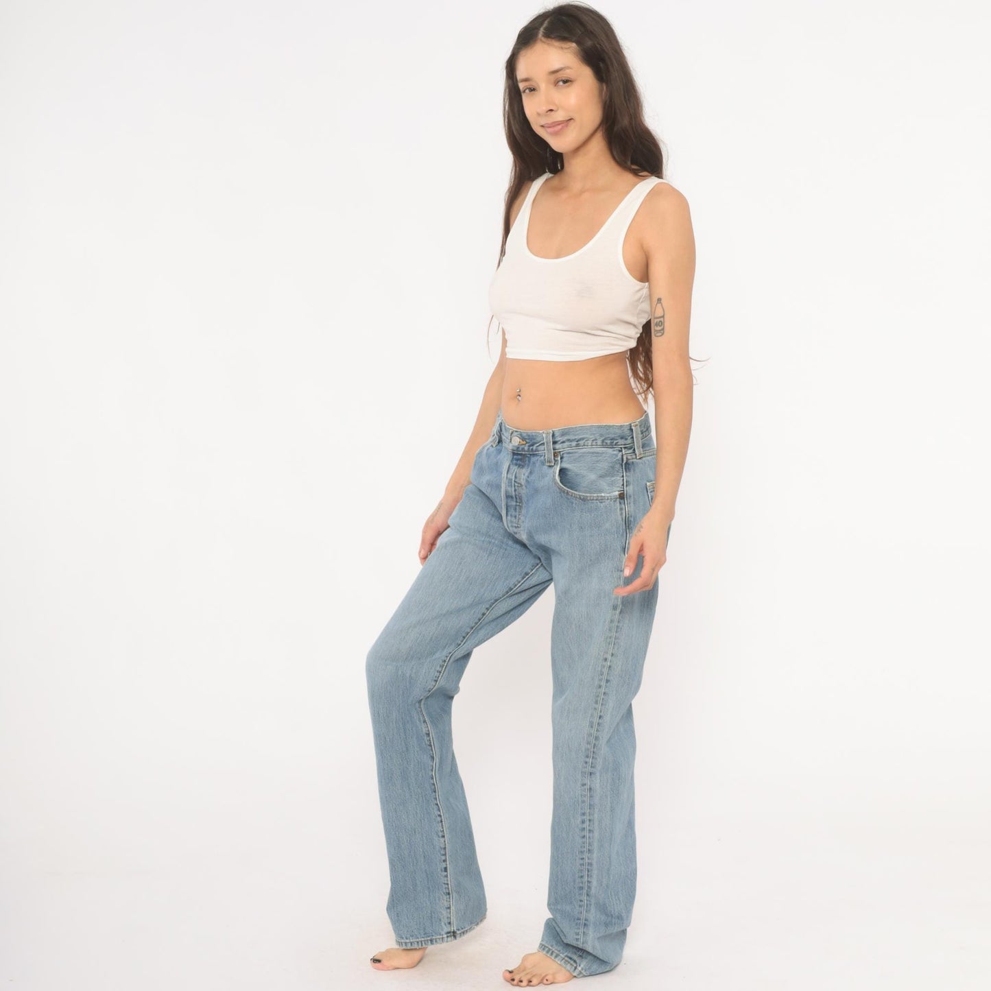 Levi's 501 Light Wash Straight Leg Jeans Button Fly 2000s Extra Large XL