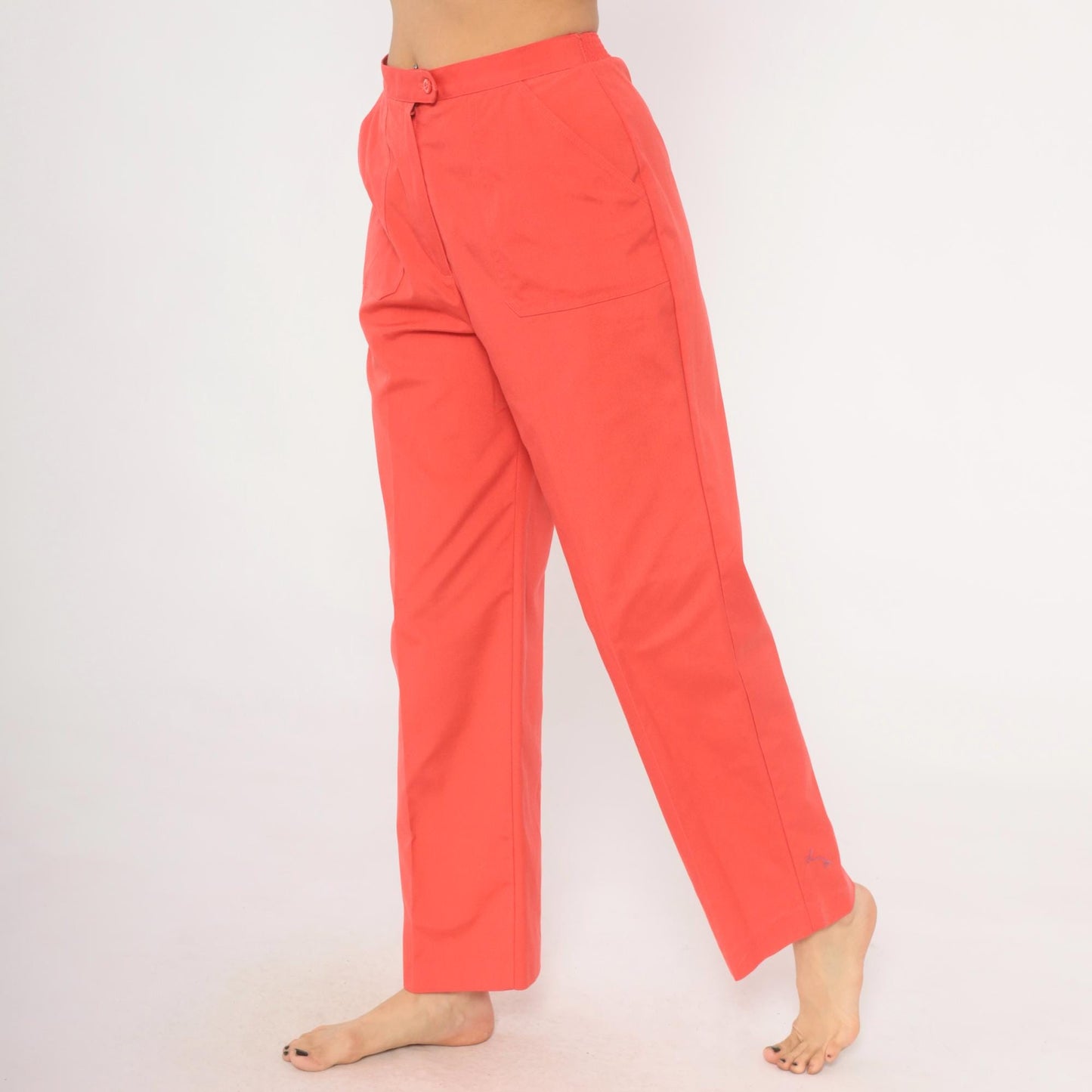 80s Koret Salmon Cotton Straight Leg Trousers High Waisted Small Medium