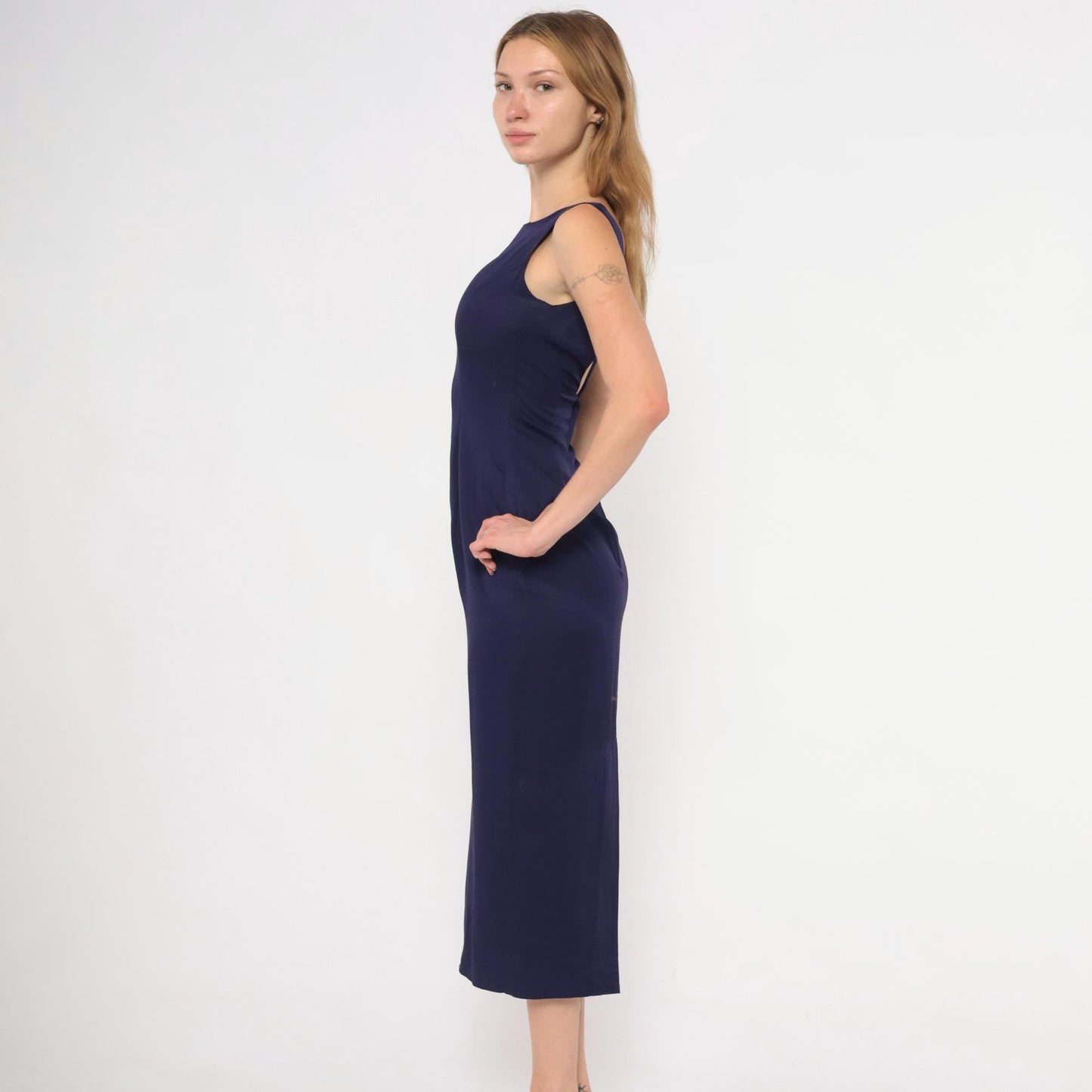 90s Scott McClintock Purple Sheath Dress Open Back Midi Plum Extra Small XS