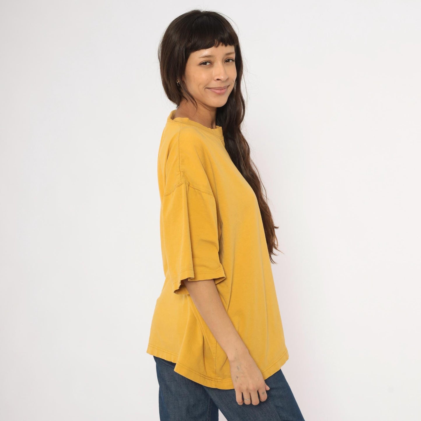 2000s American Eagle Mustard Pocket Tee Cotton Boxy Crew Large L