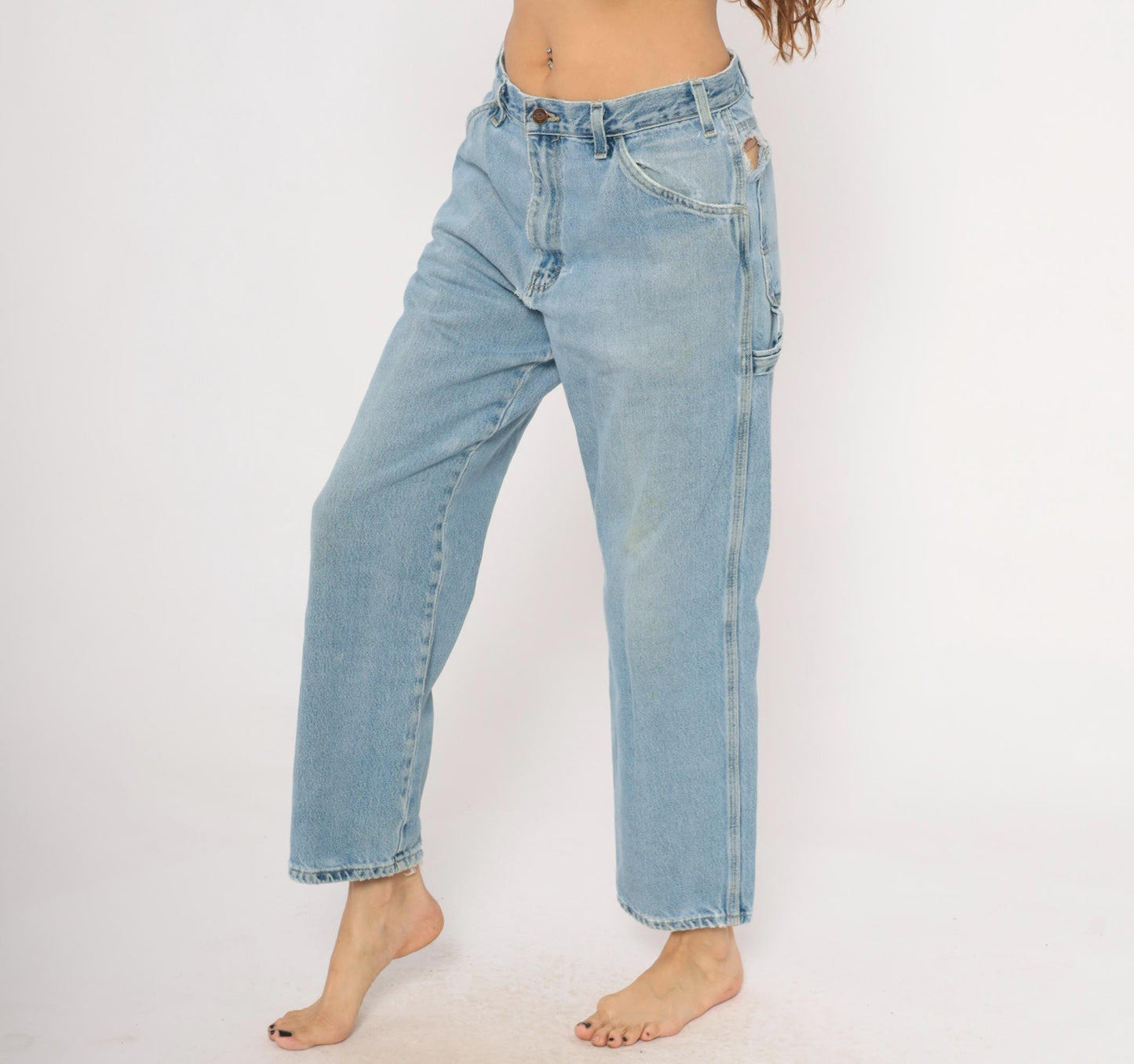 Dickies Carpenter Jeans 2000s Light Wash Straight Leg Distressed Denim Small
