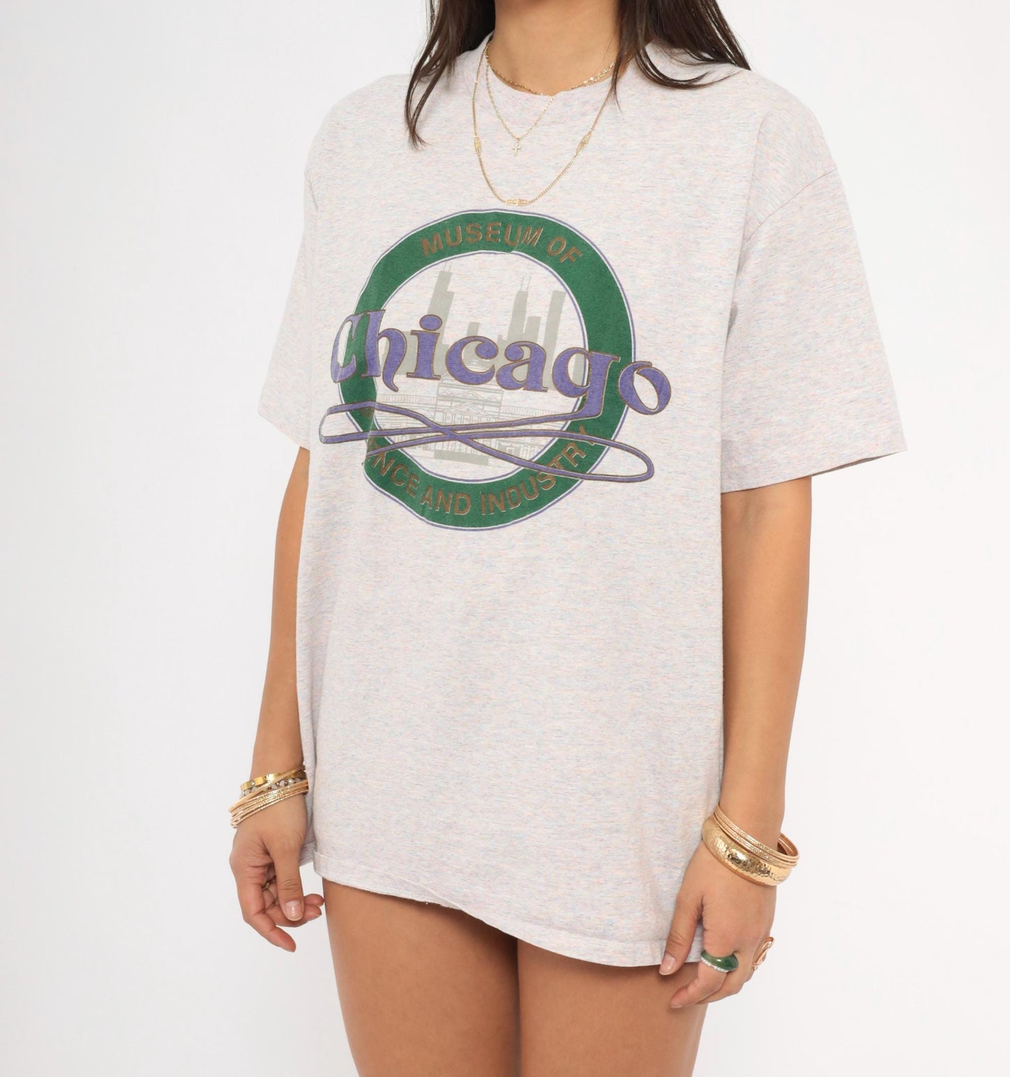 90s Chicago Museum of Science and Industry Graphic Tee Heather Grey Cotton Large