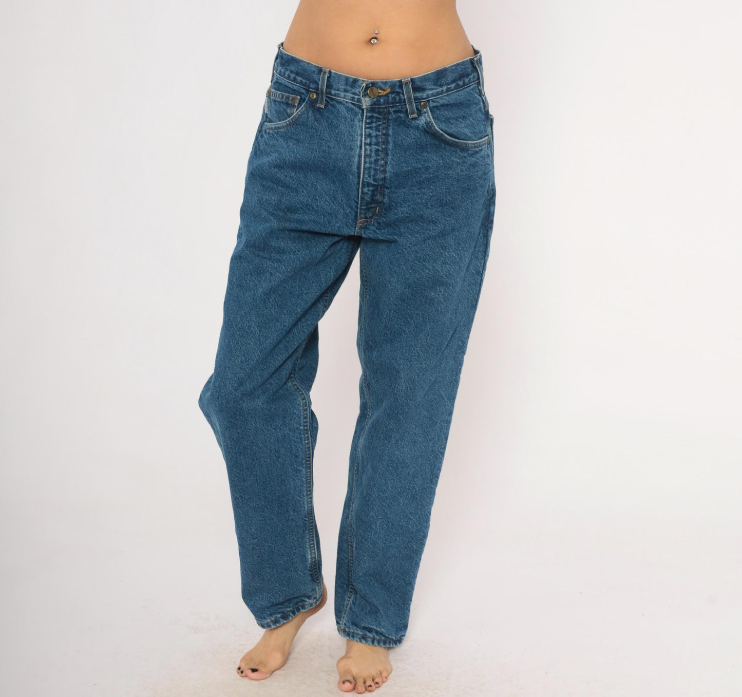 2000s Carhartt Flannel Lined Jeans Medium Wash Straight Leg Blue Denim 31x30