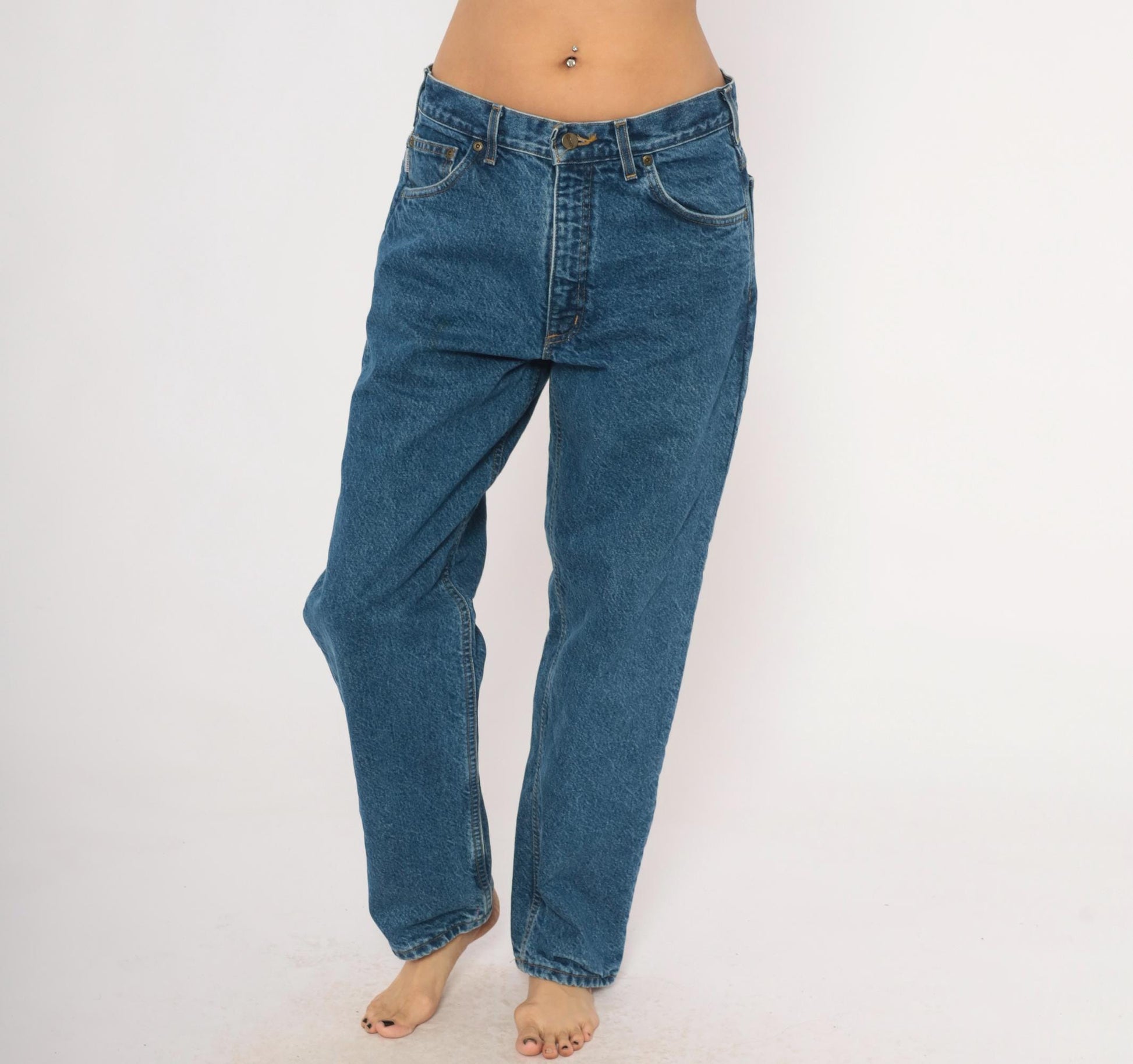 2000s Carhartt Flannel Lined Jeans Medium Wash Straight Leg Blue Denim 31x30