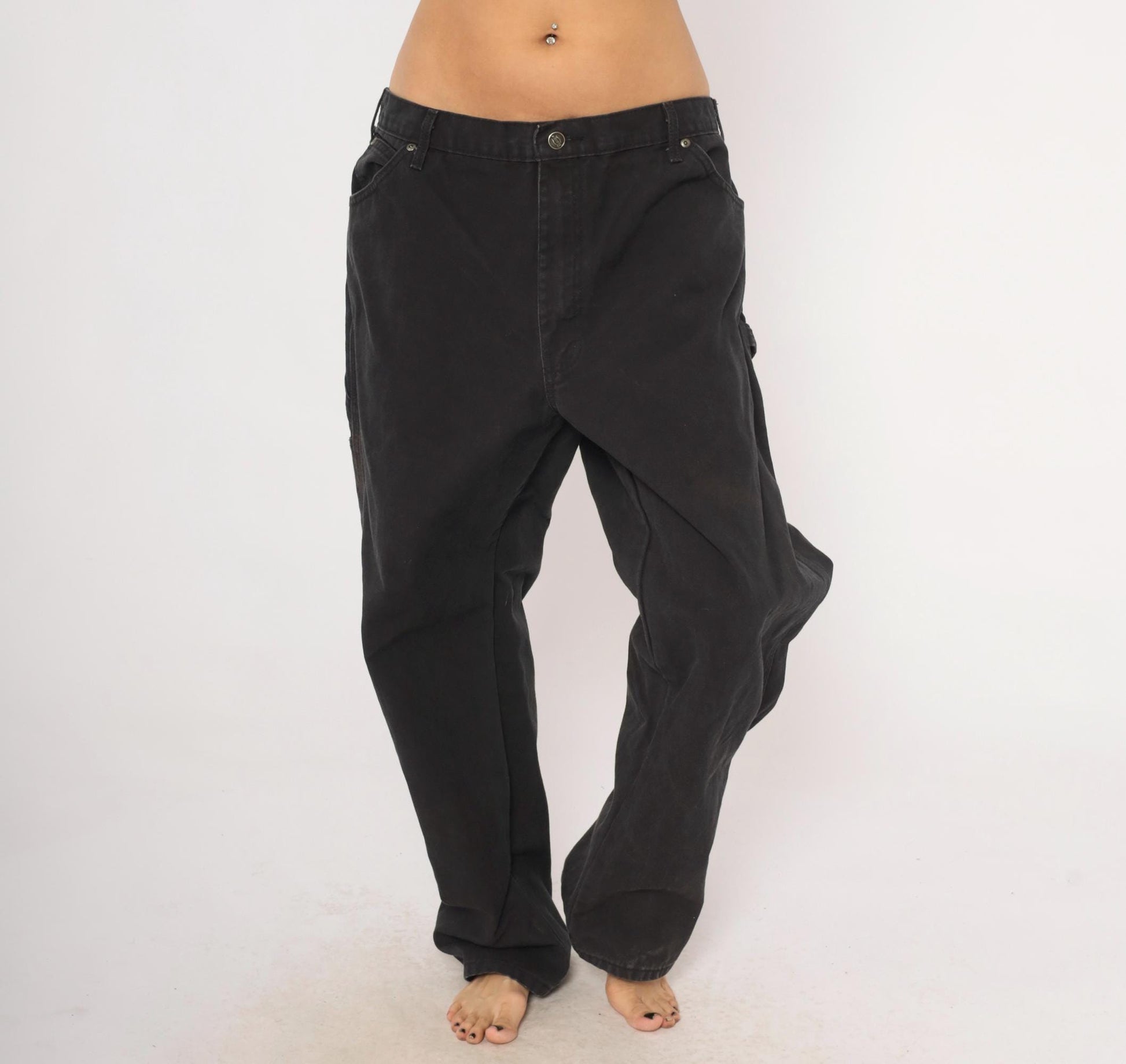 Y2K Dickies Carpenter Pants Black Cotton Canvas Relaxed Fit 40 x 30