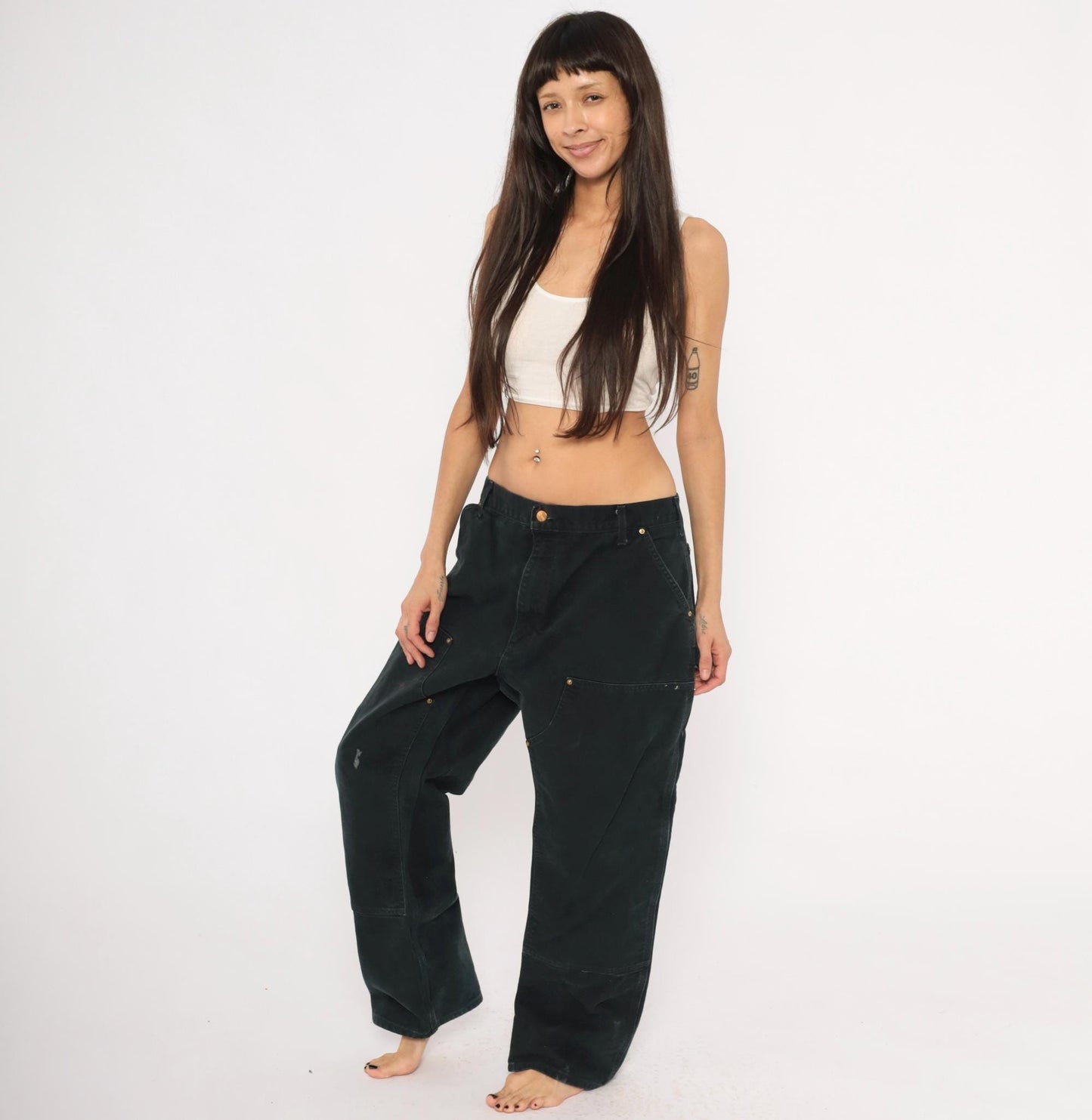 Carhartt Double Knee Canvas Carpenter Pants Black 38x29