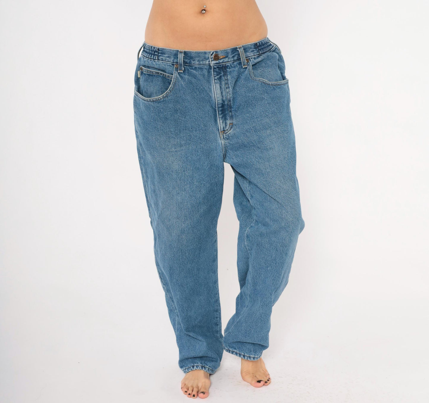 90s L.L.Bean Stonewash Denim Jeans Straight Leg Relaxed Fit Blue 36x29