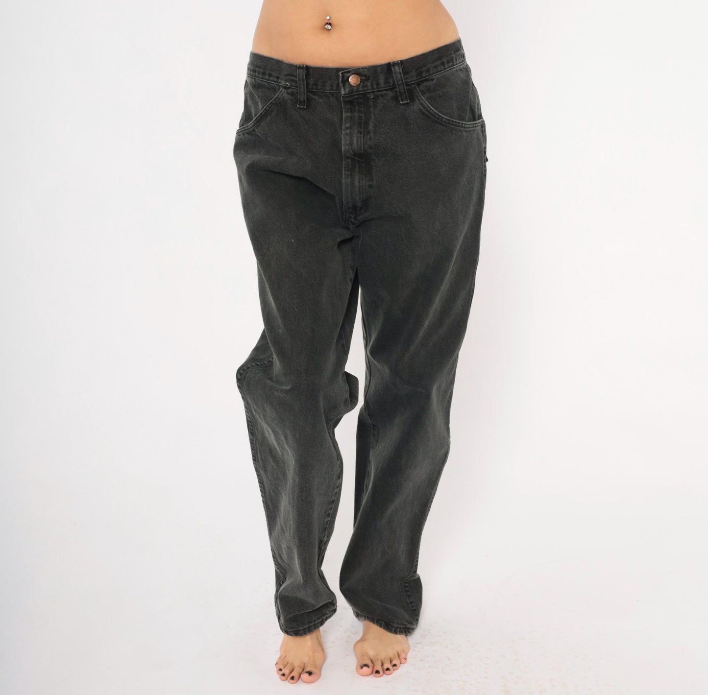 90s Rustler Faded Black High Rise Straight Leg Jeans 36x32