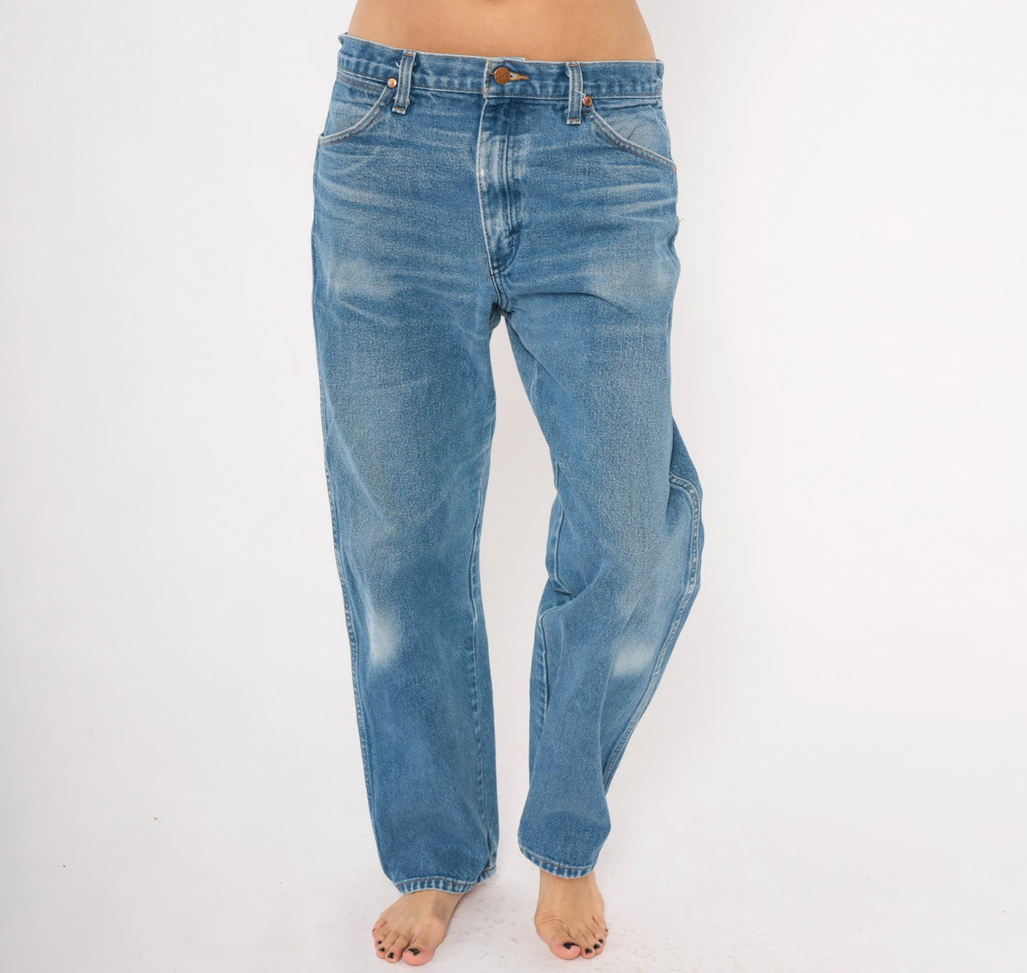 90s Wrangler Cowboy Cut Straight Leg Jeans Medium Wash Cotton 34x31