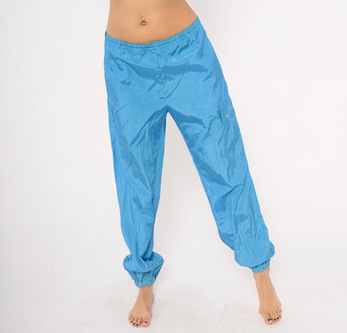 90s Converse Windbreaker Track Pants Sky Blue Nylon Large L