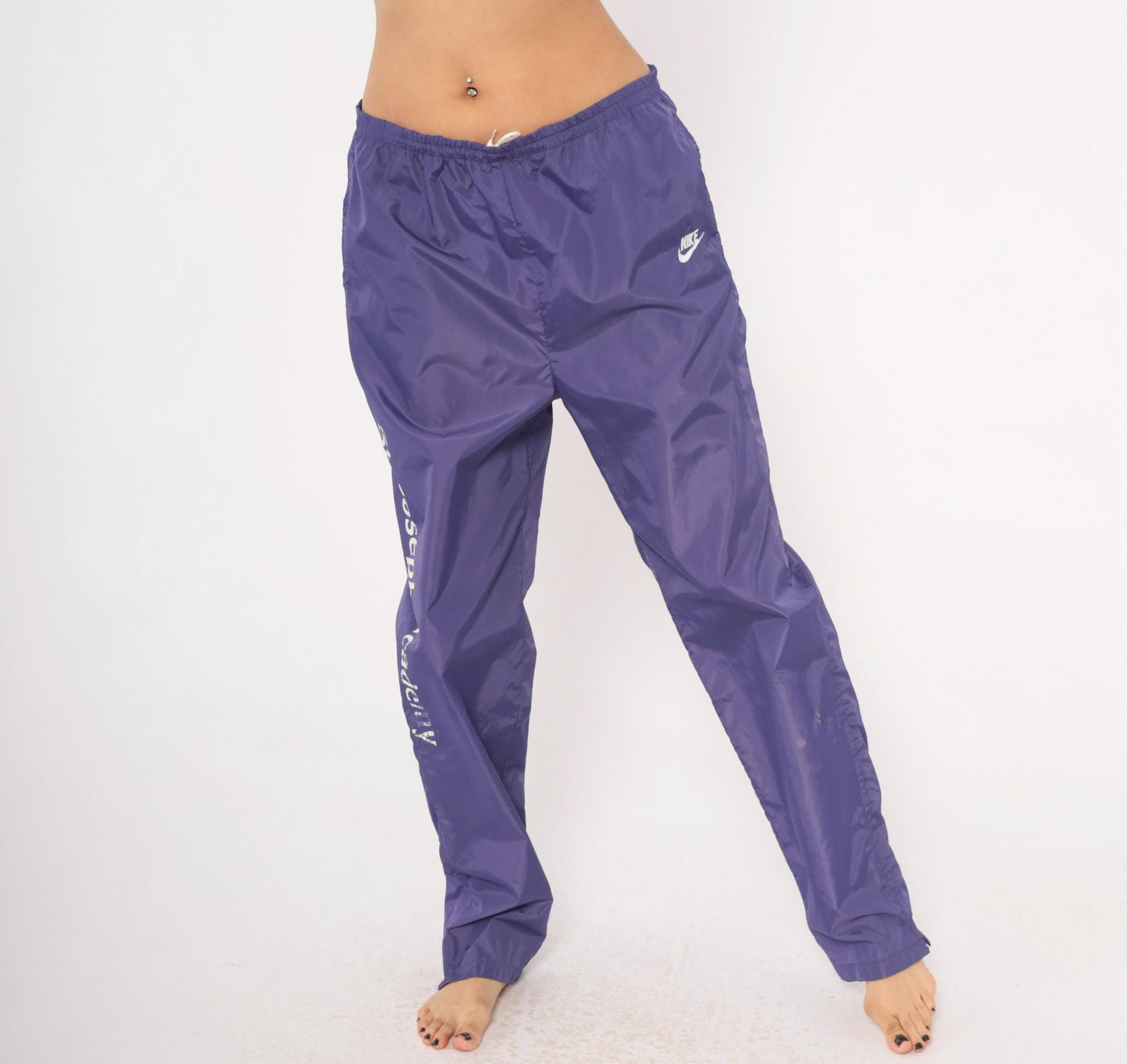 90s Nike Purple Nylon Windbreaker Pants Straight Leg Large L