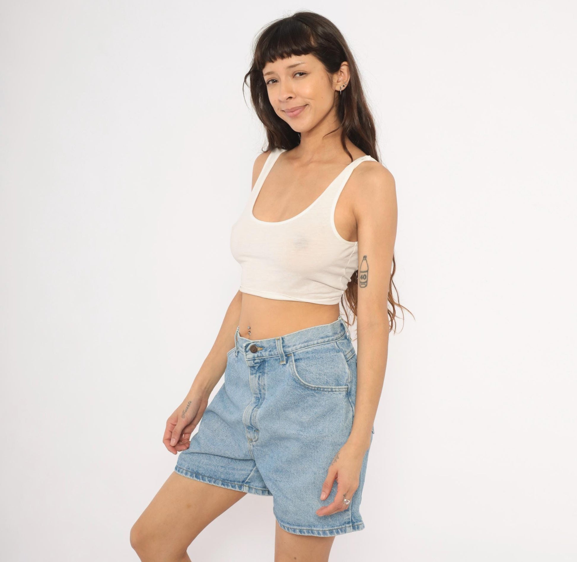 90s Lee Light Wash Denim Shorts High Rise Relaxed Fit Women's 30