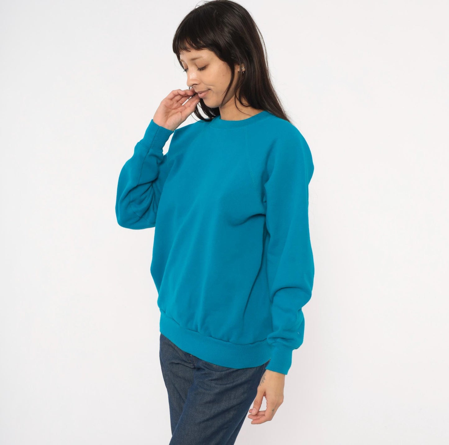 80s Pannil Teal Raglan Sweatshirt Crewneck Pullover Extra Large XL