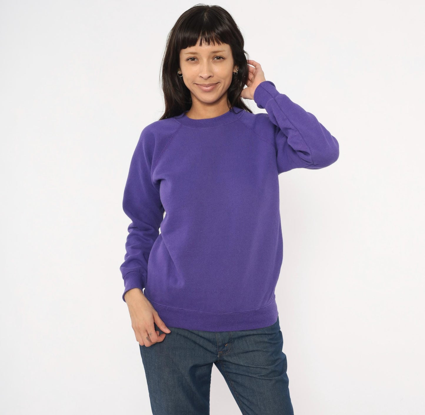 90s Hanes Sport Purple Crewneck Sweatshirt Raglan Sleeve Small S