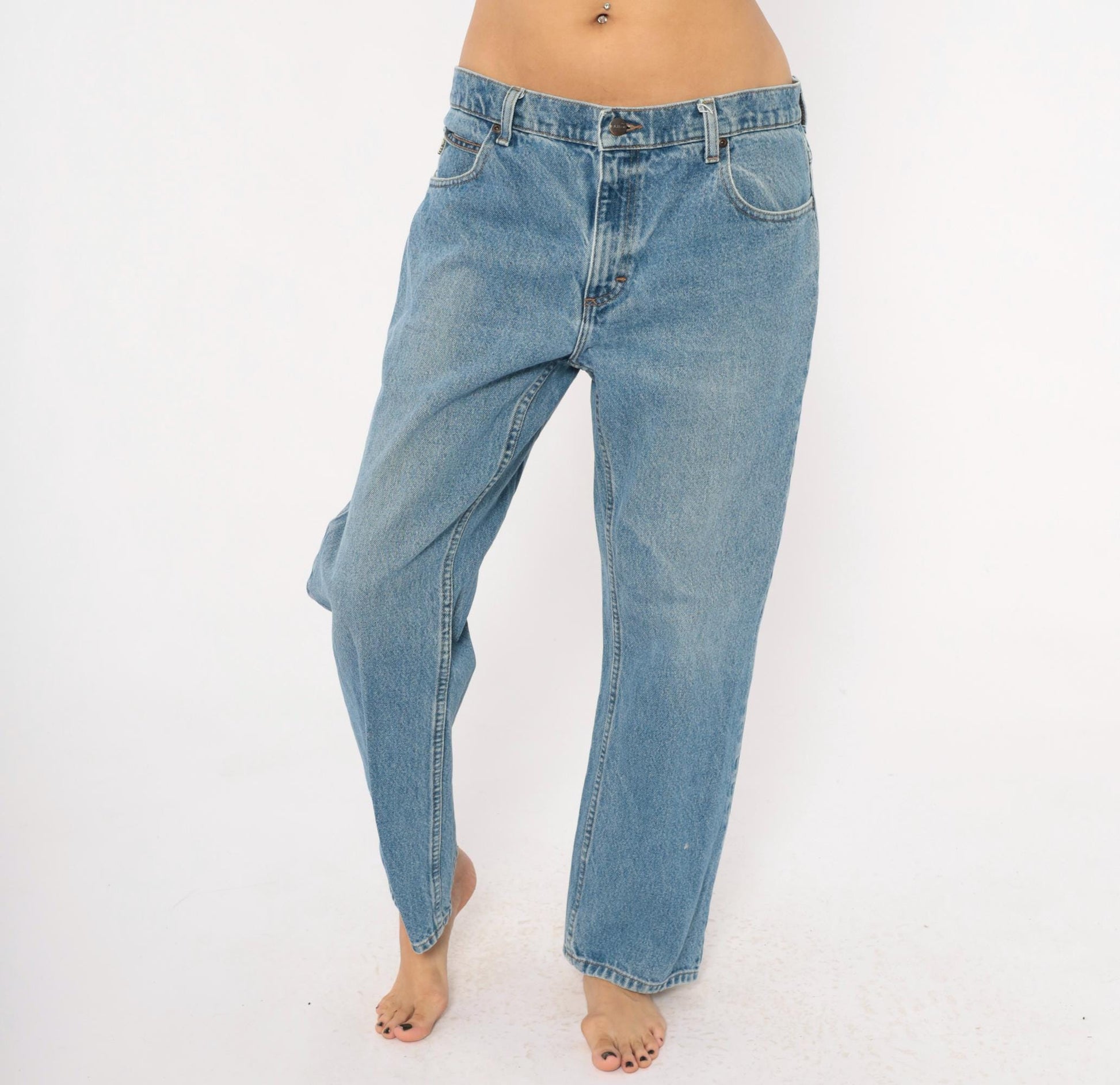 L.L. Bean Straight Leg Jeans 90s Medium Wash Denim Blue Cotton 35x29