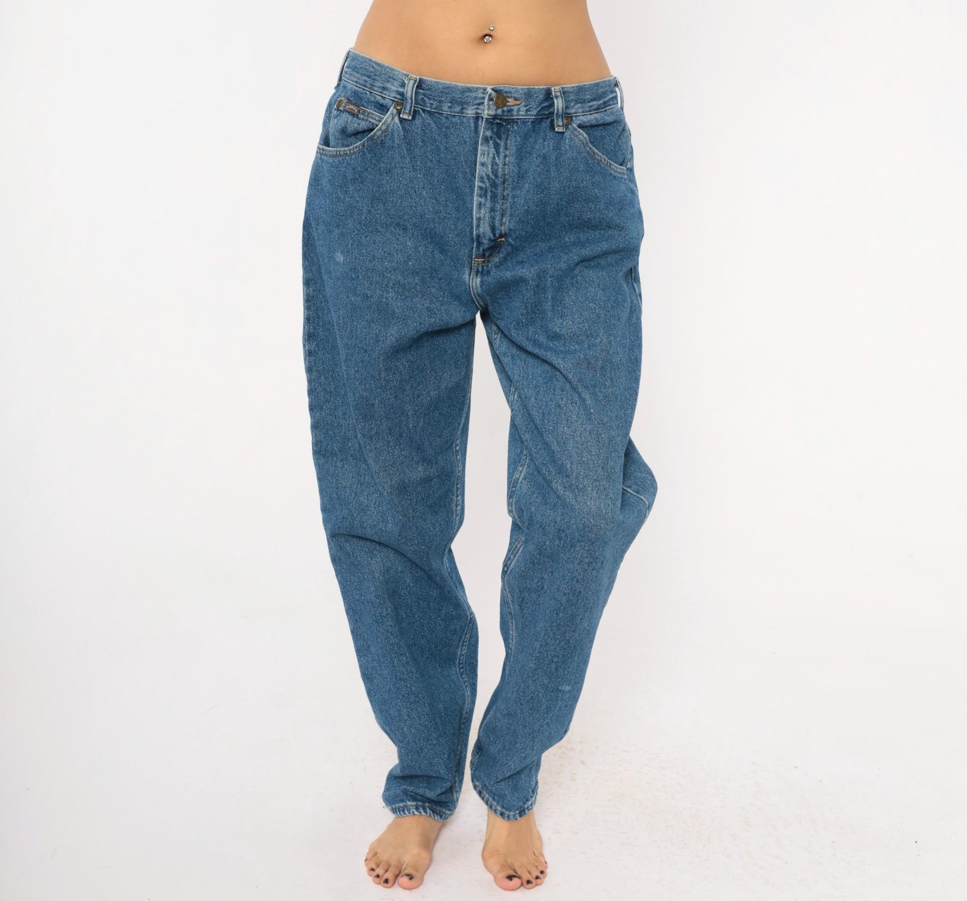90s Riders Mom Jeans High Waisted Stonewash Blue Denim Straight Leg Medium M