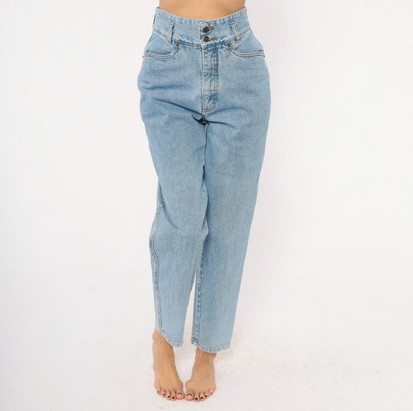 90s Sostanza Workwear Mom Jeans Light Wash High Rise Tapered Extra Small XS