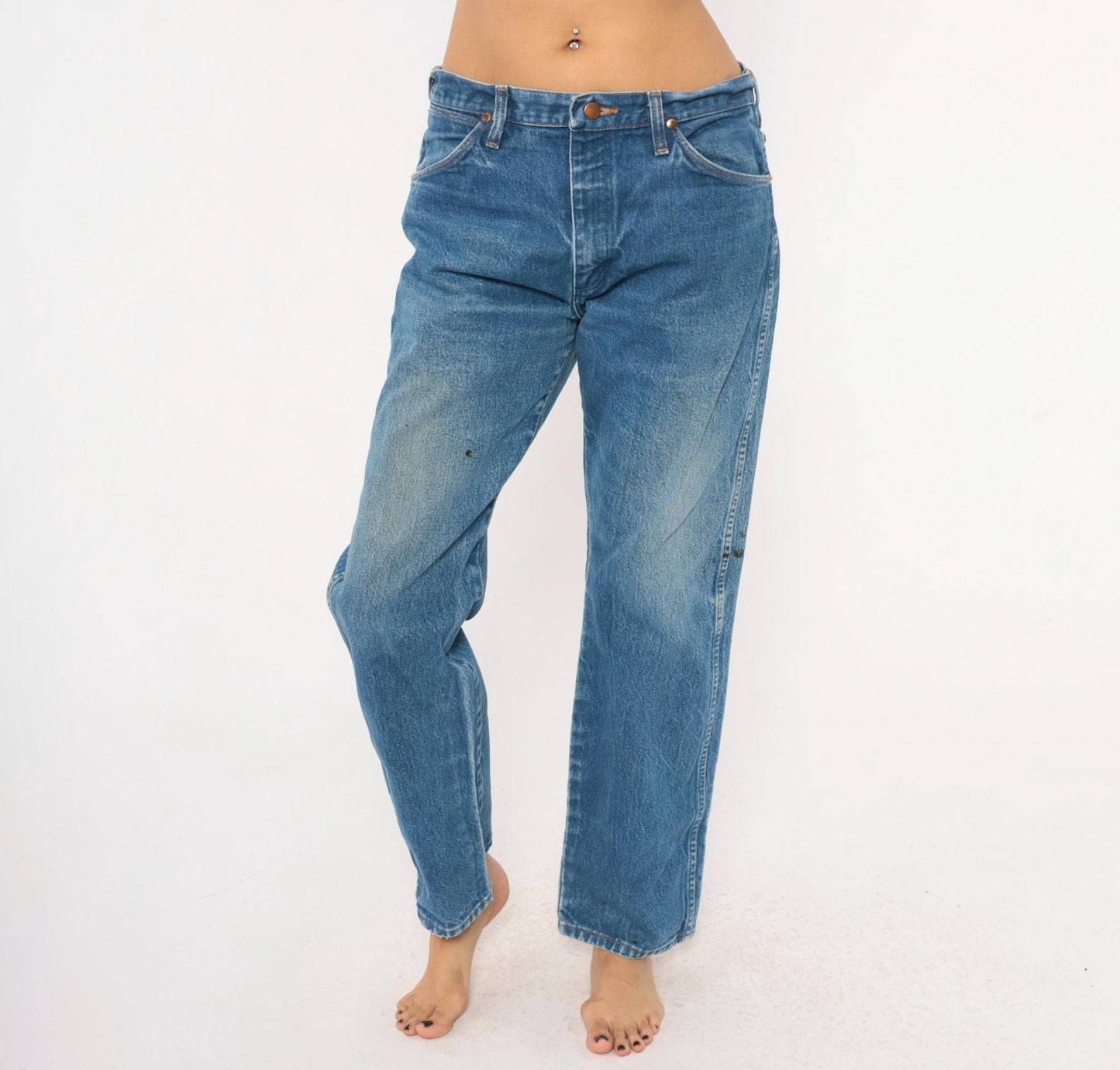90s Wrangler Jeans Medium Wash Straight Leg Cotton Western Blue Medium M