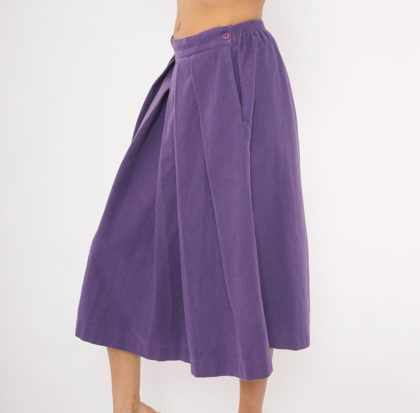 90s Hannington Boston Purple Pleated Midi Skirt Medium M