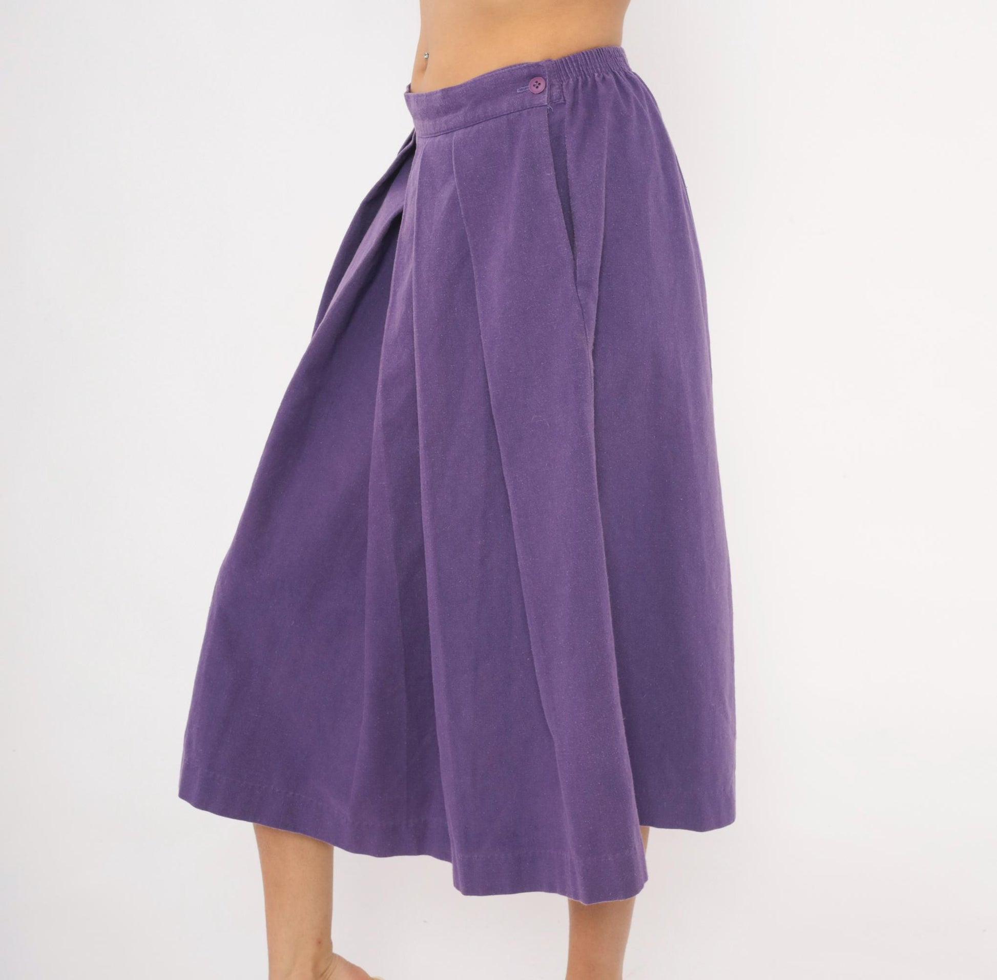 90s Hannington Boston Purple Pleated Midi Skirt Medium M
