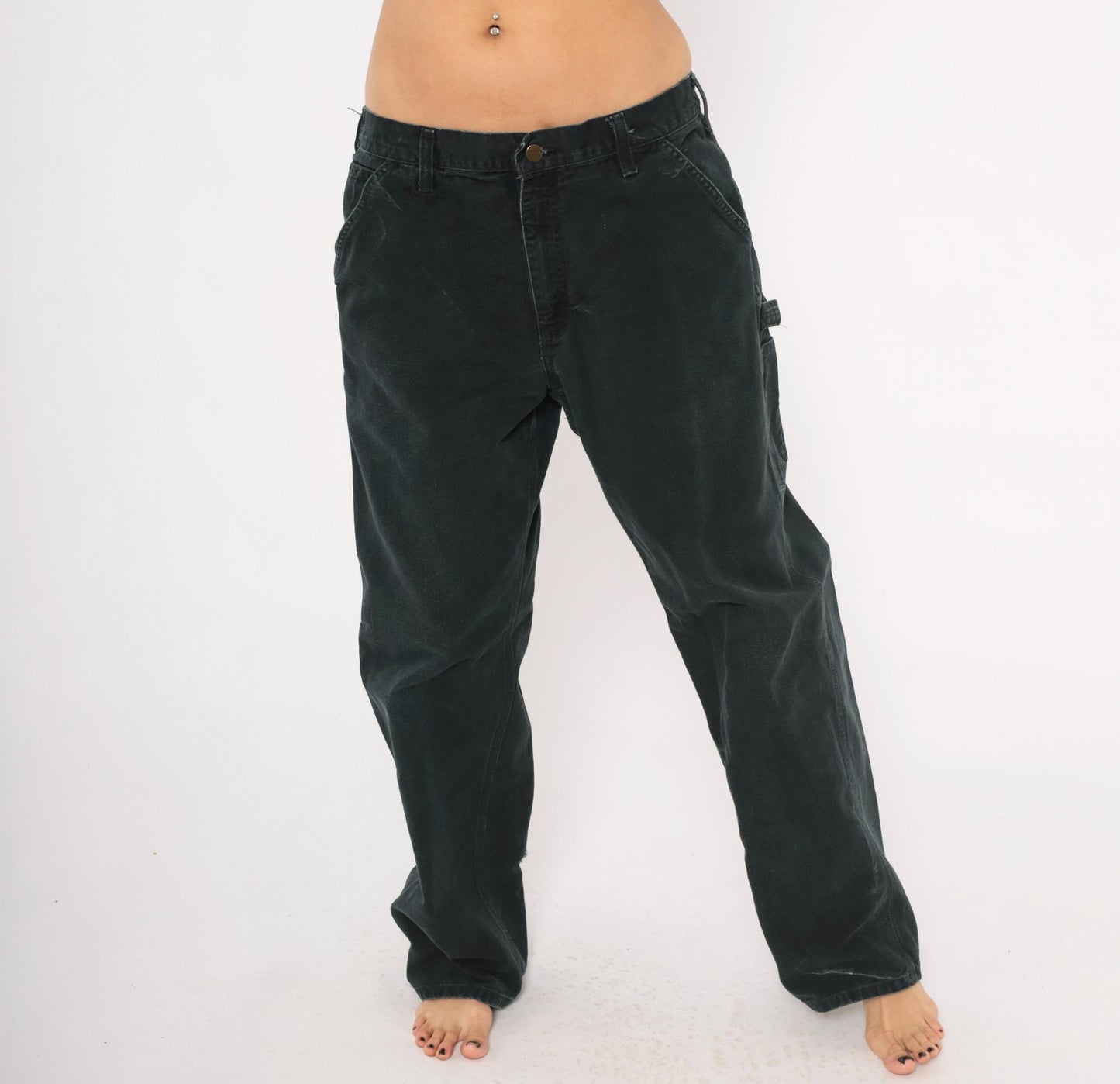 90s Carhartt Black Canvas Carpenter Pants Relaxed Straight Leg Large L