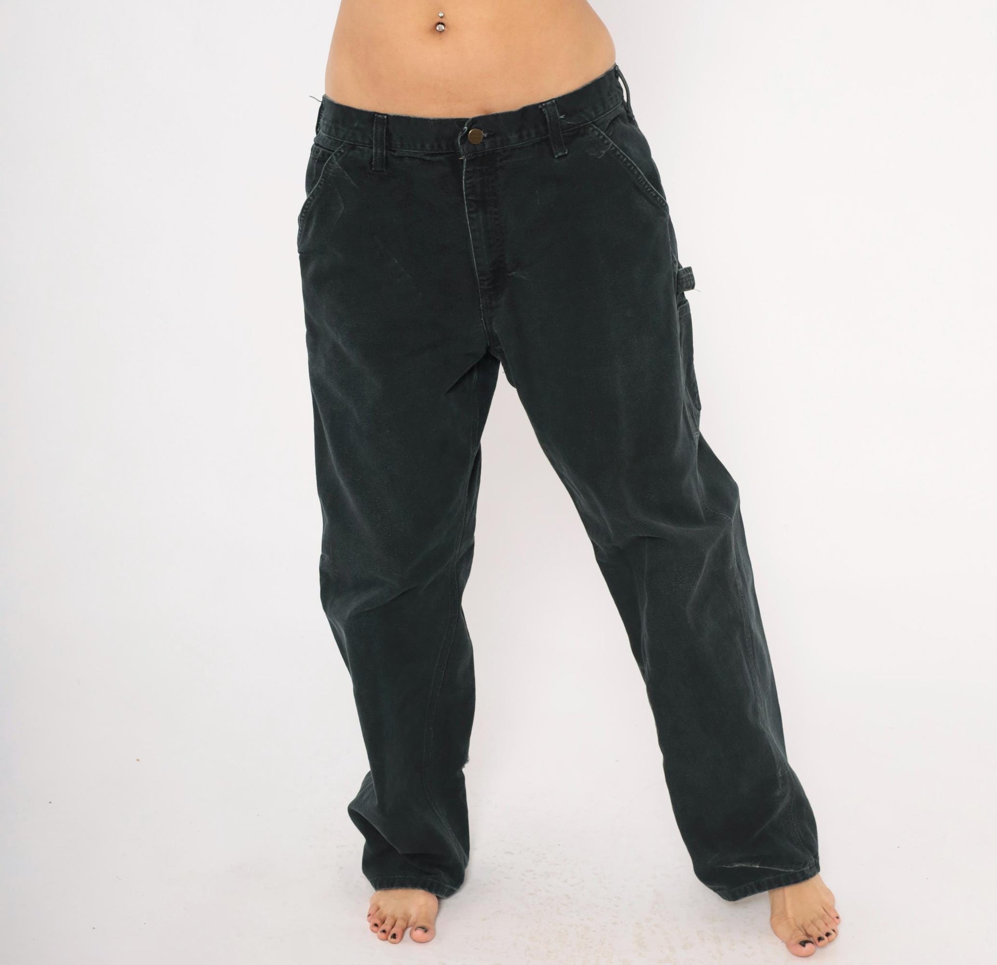 90s Carhartt Black Canvas Carpenter Pants Relaxed Straight Leg Large L